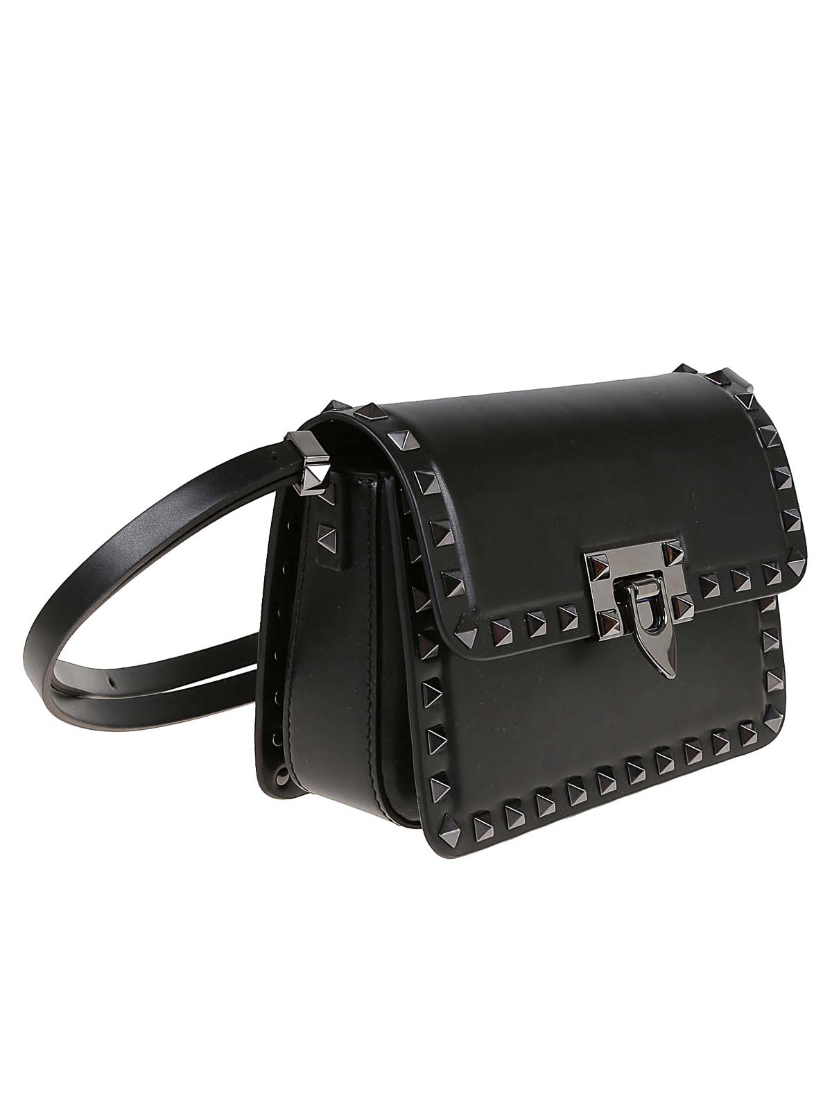 Shop Valentino Small Shoulder Bag Rockstud In Black