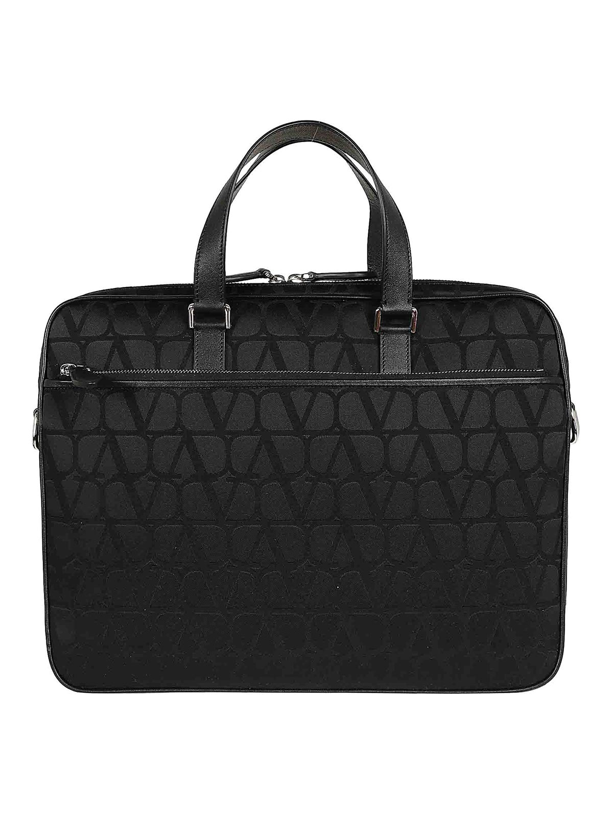 Shop Valentino Double Handle Briefcase Toile Iconographe In Black