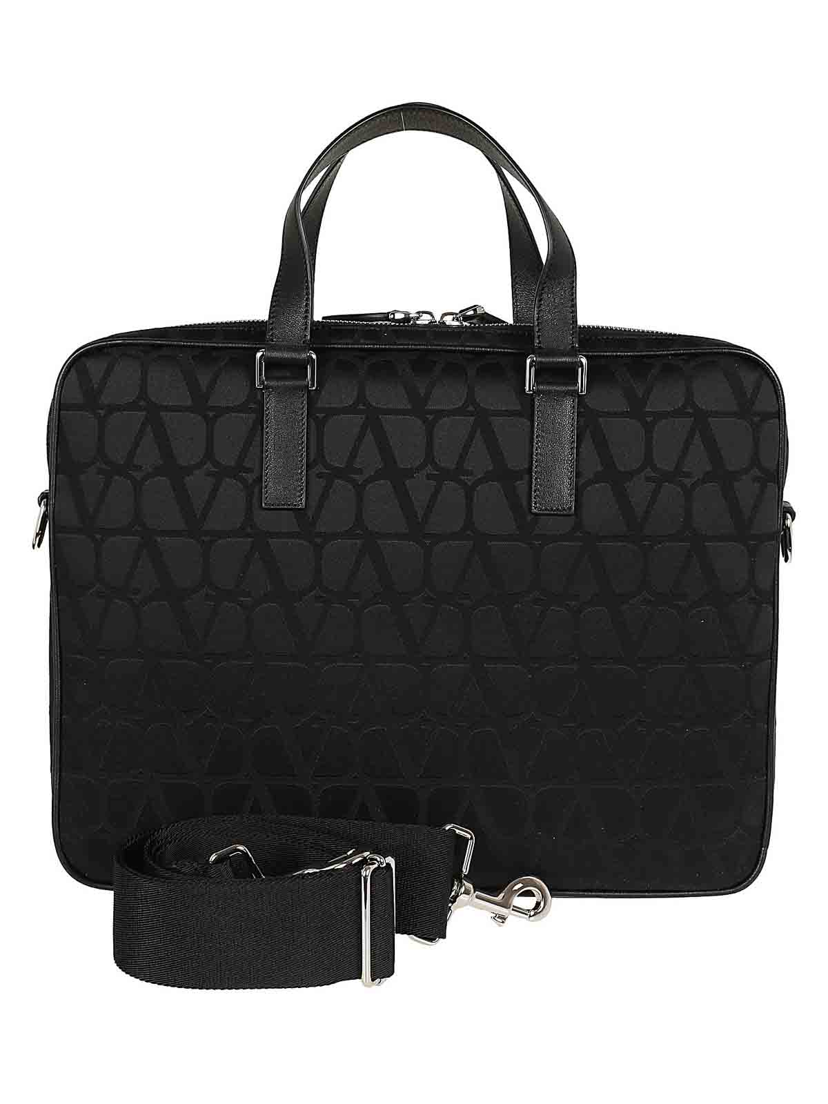 Shop Valentino Double Handle Briefcase Toile Iconographe In Black
