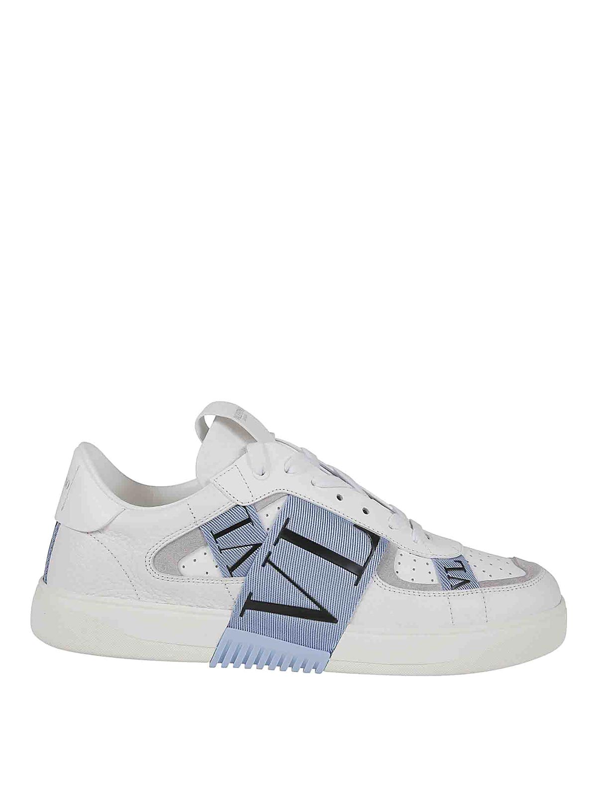Shop Valentino Lether Sneakers In White