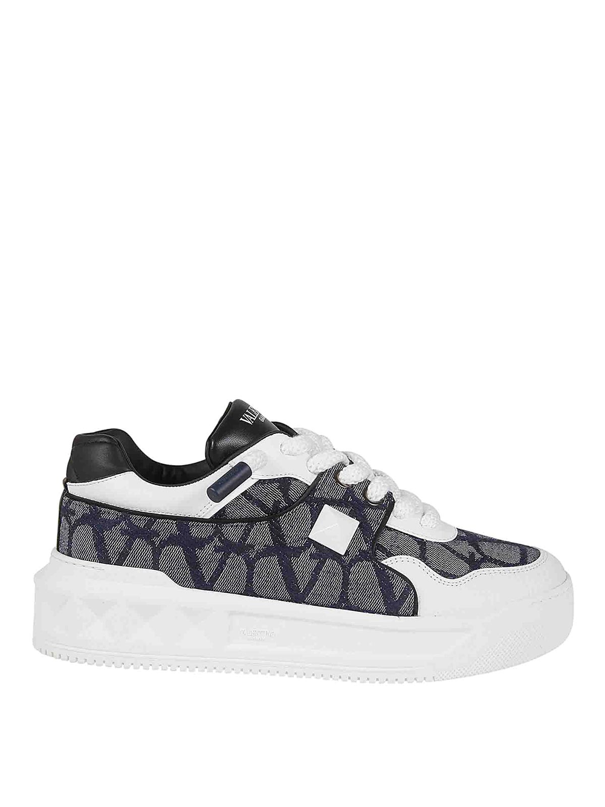 Shop Valentino Lether Sneakers In White