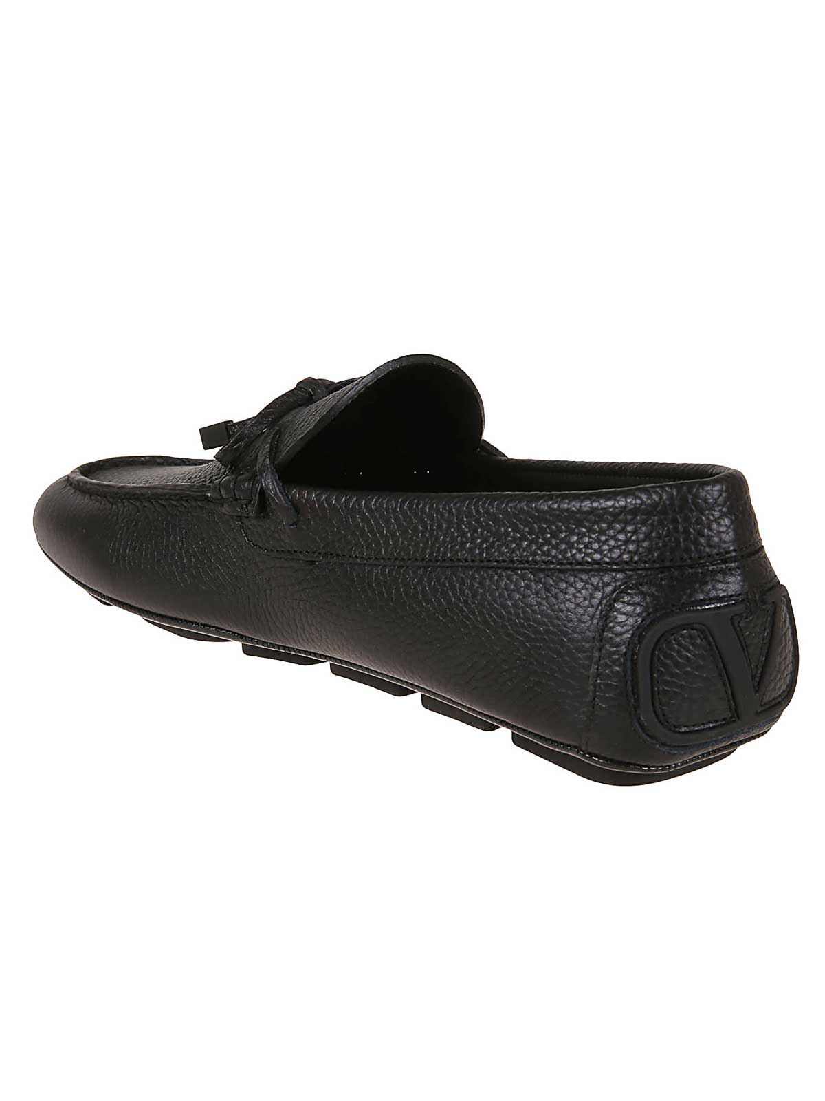 Shop Valentino Logo Loafers In Black