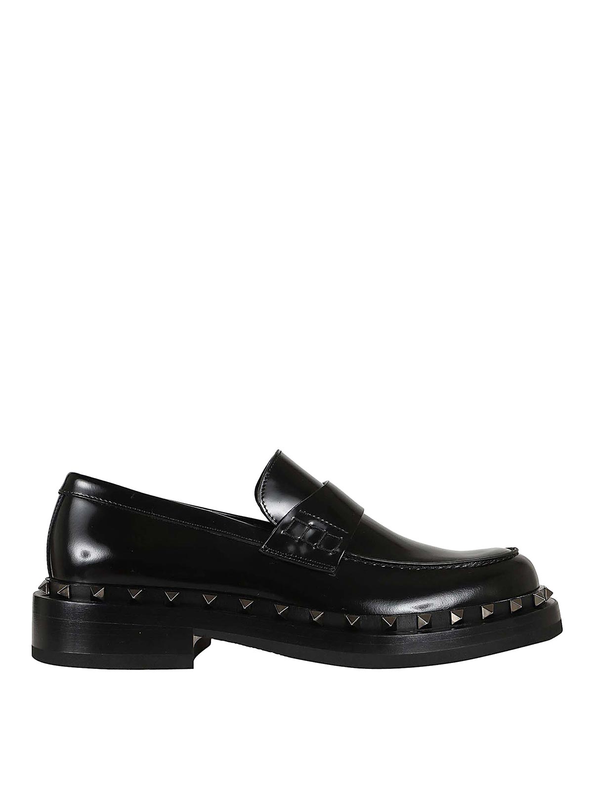 Shop Valentino Logo Loafers In Black