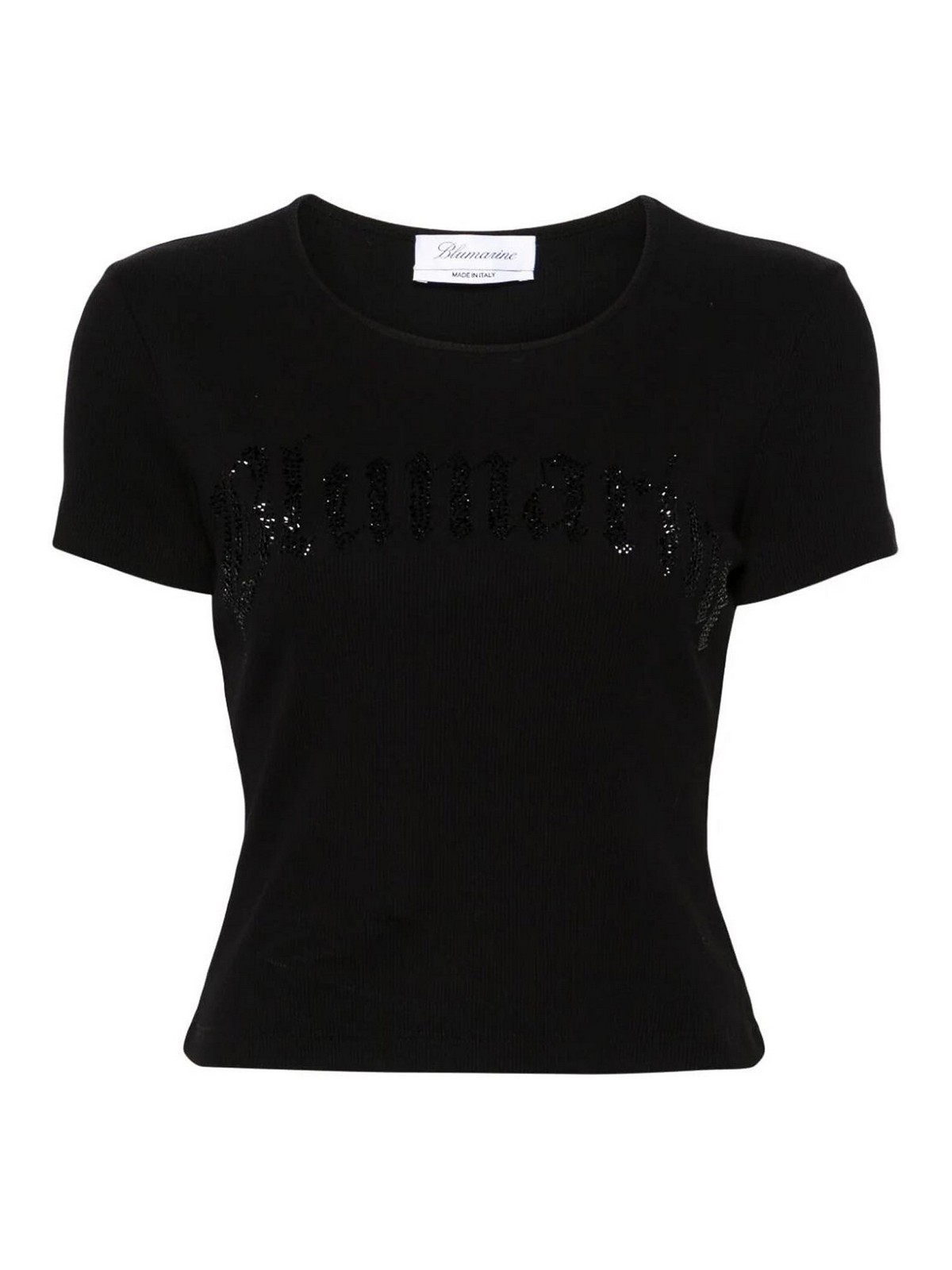 Shop Blumarine Cropped T-shirt In Negro