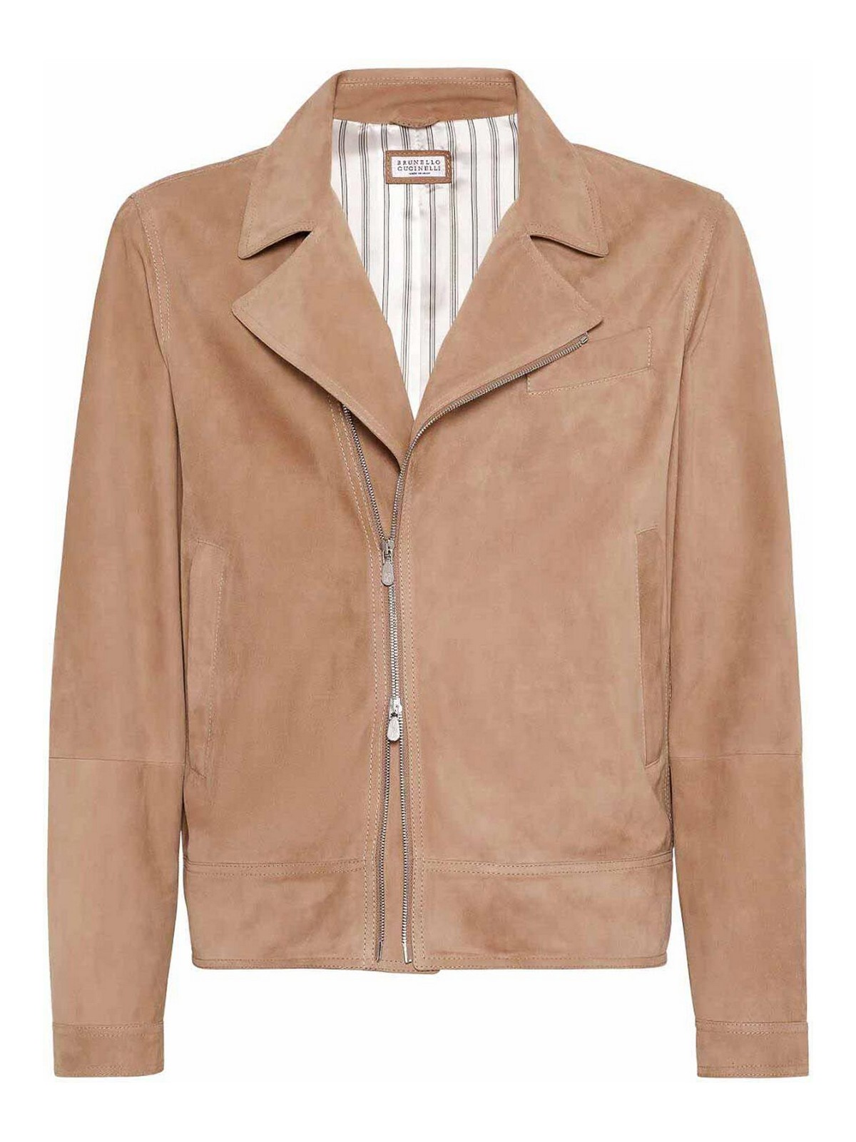 Shop Brunello Cucinelli Leather Jacket In Beis