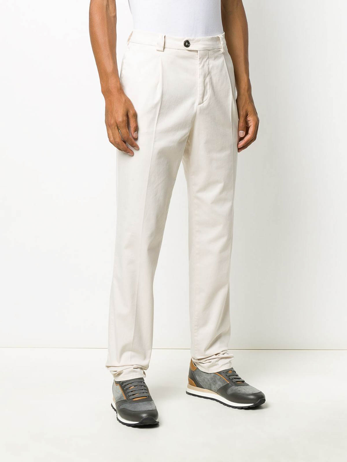 Shop Brunello Cucinelli Chino Pants In Cream