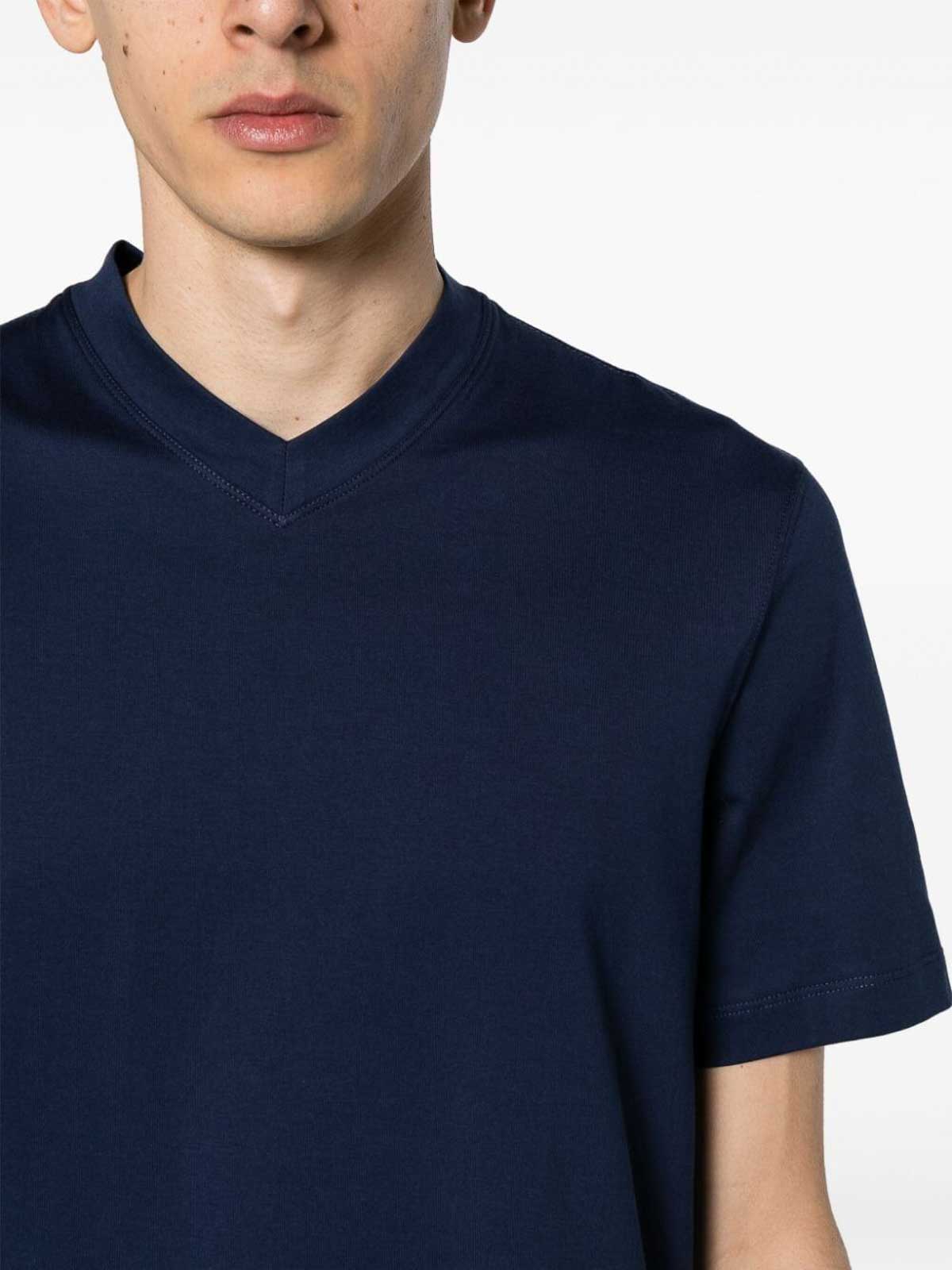 Shop Brunello Cucinelli V-neck T-shirt In Azul