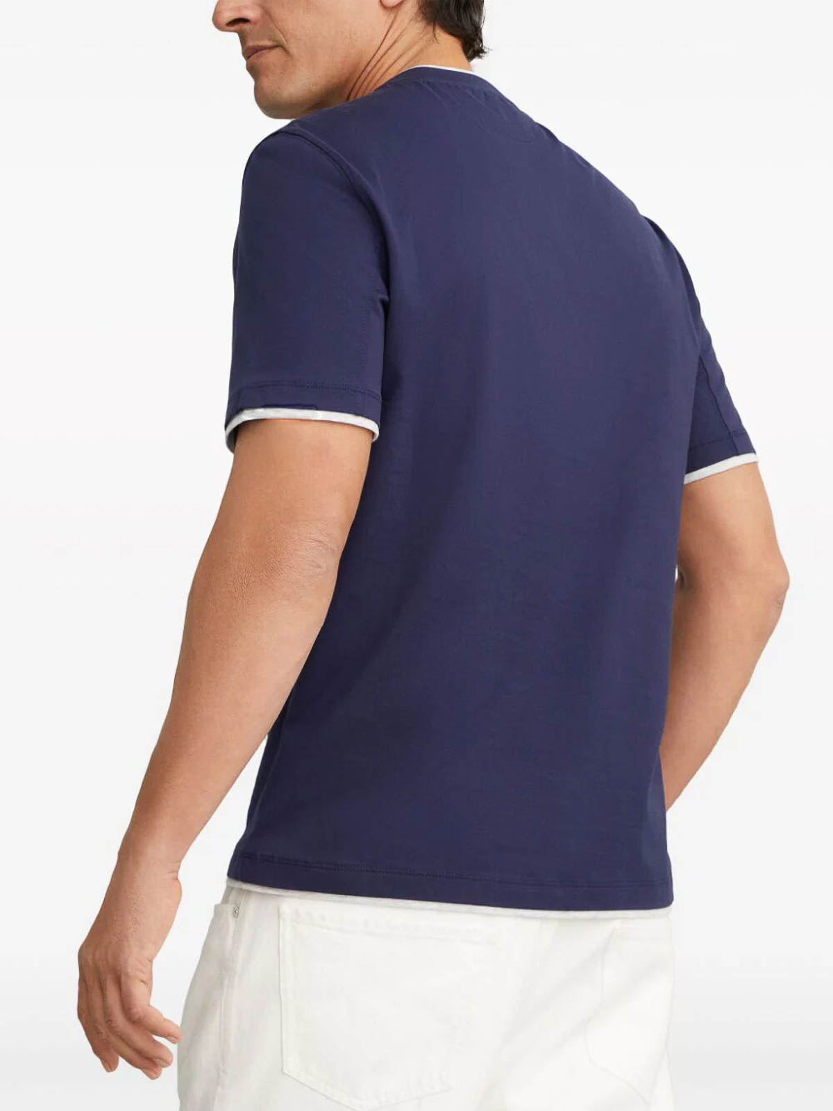 Shop Brunello Cucinelli T-shirt With Faux-layering In Azul