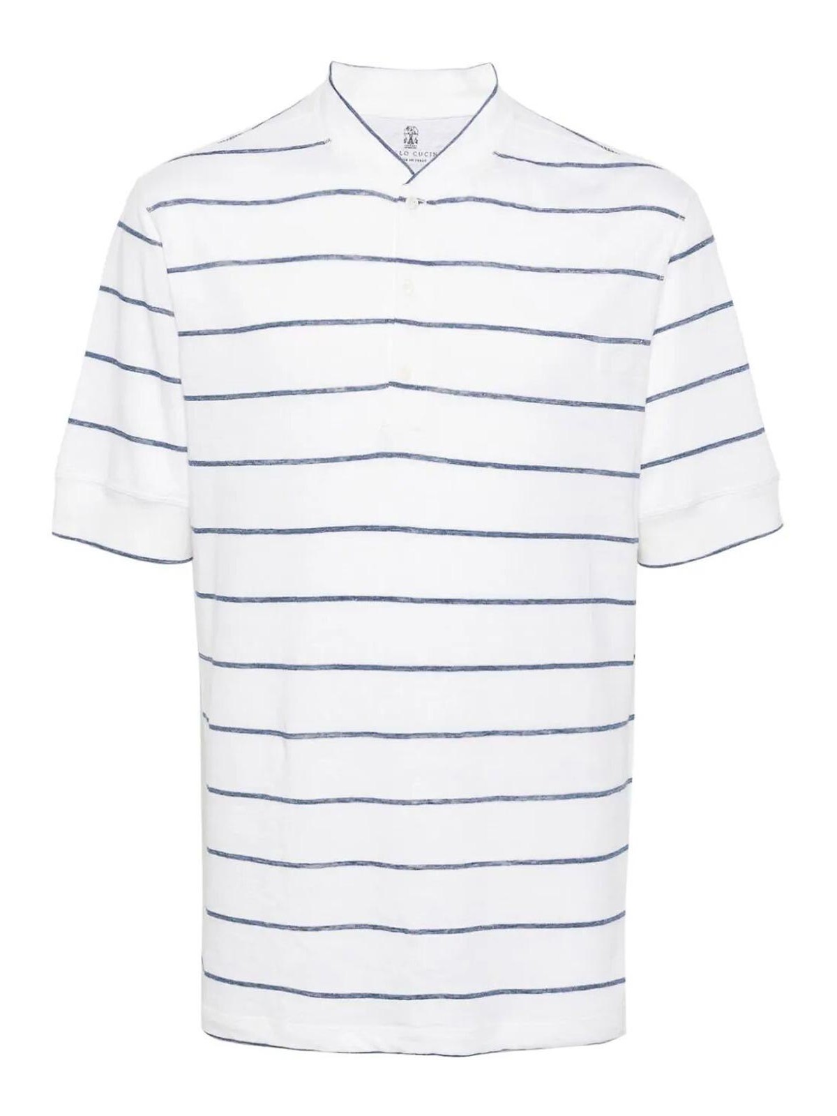 Shop Brunello Cucinelli Short Sleeve Henley Shirt In Denim