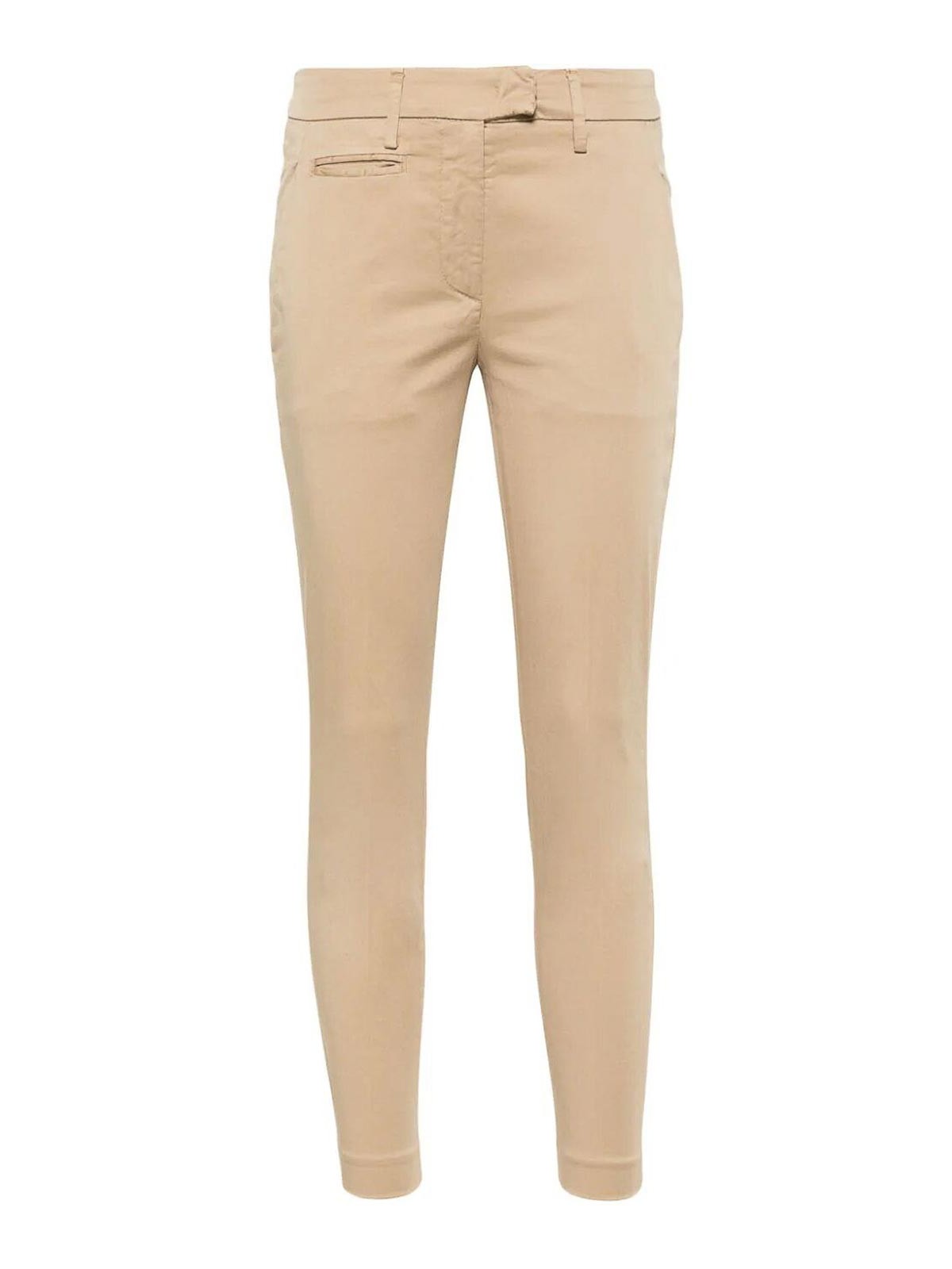 パンツ DONDUP Women Straight Pants DP640RSE036DPTDDD BEIGE DAZY Plicated Wide Leg Tailored Pants Size Medium Beige New