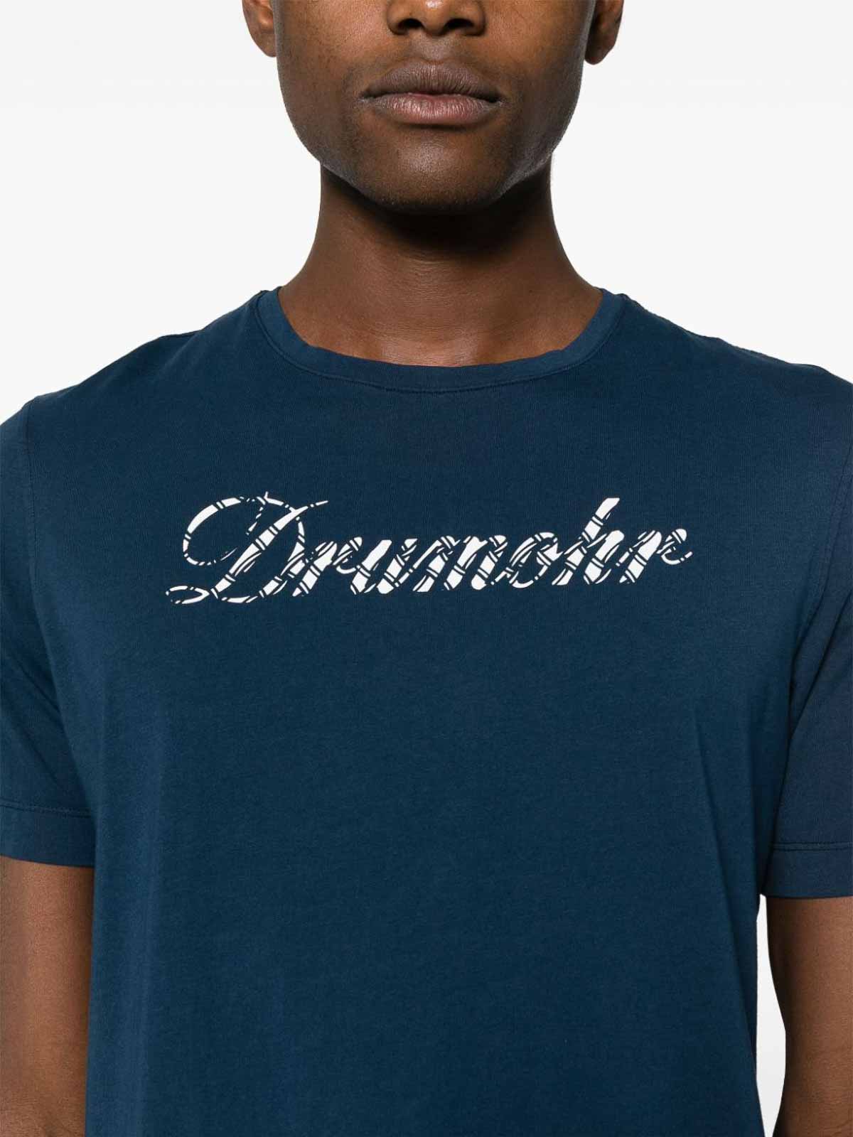 Shop Drumohr Print T-shirt In Blue