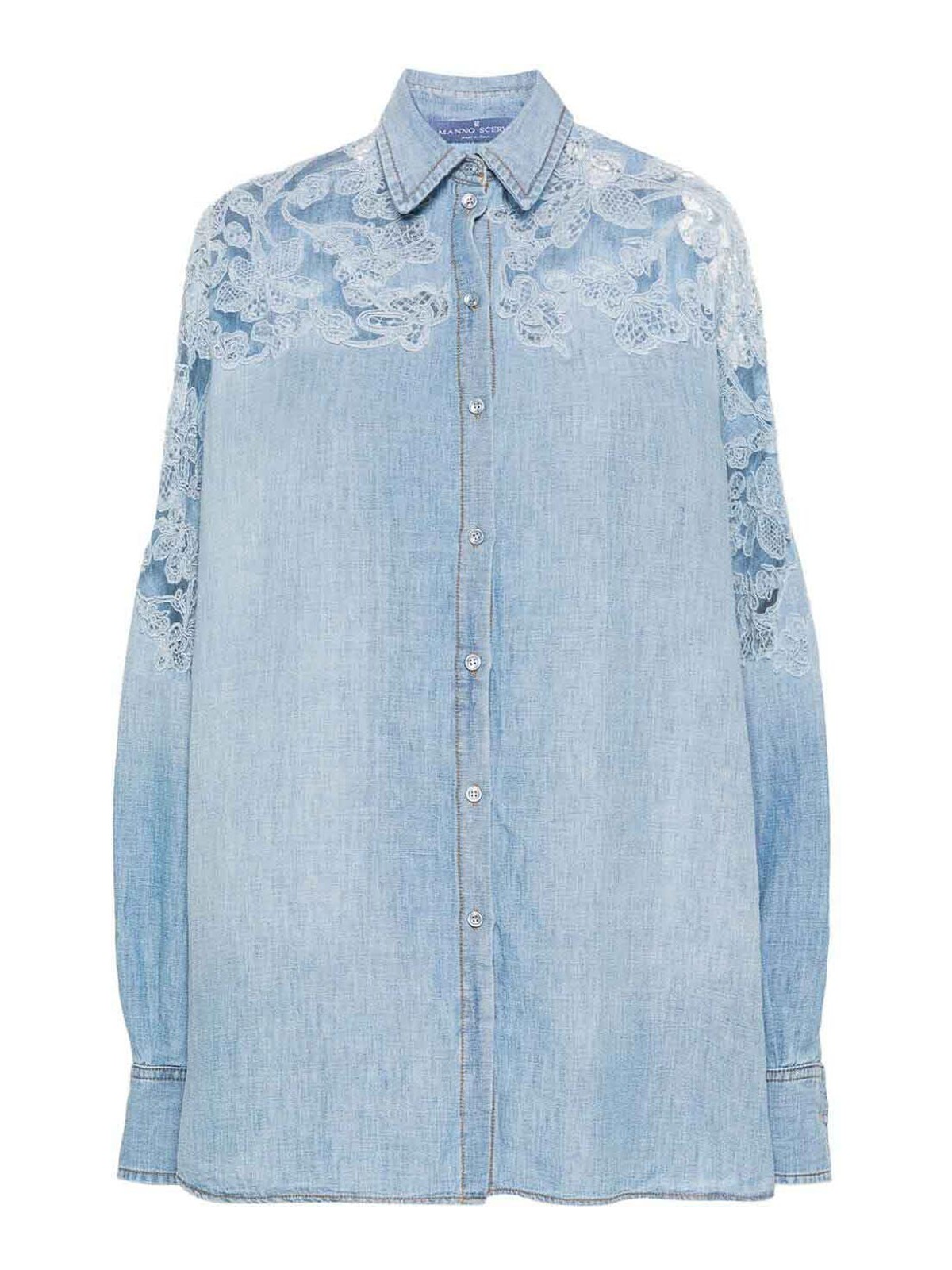 Ermanno Scervino Lace-panelled Shirt In Blue
