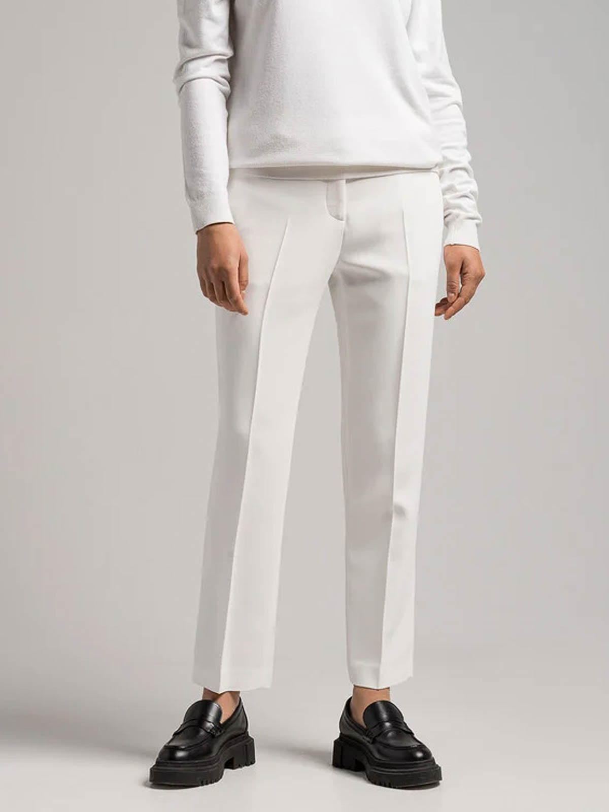 パンツ ERMANNO SCERVINO Women Straight Pants D466P308ILM 14800 WHIT Designer pants and luxury shorts for women | Ermanno Scervino