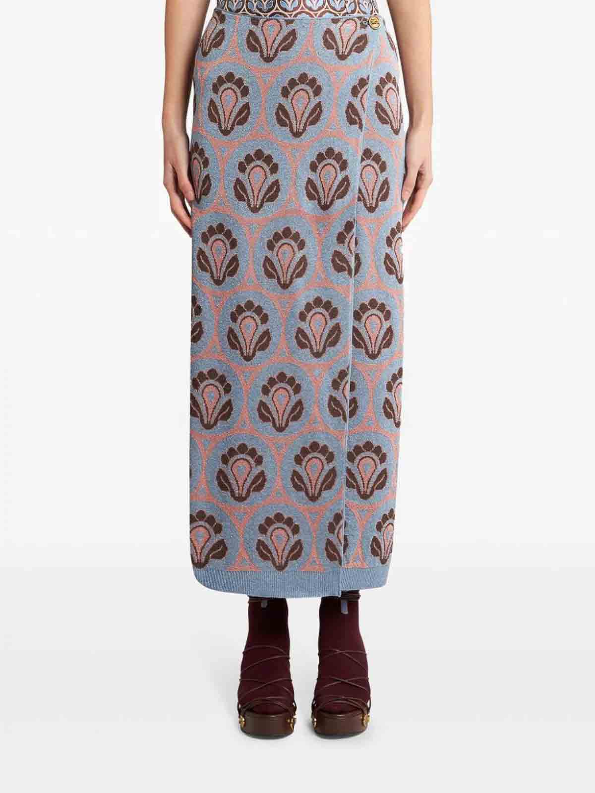 Shop Etro Knitted Midi Skirt In Azul Claro