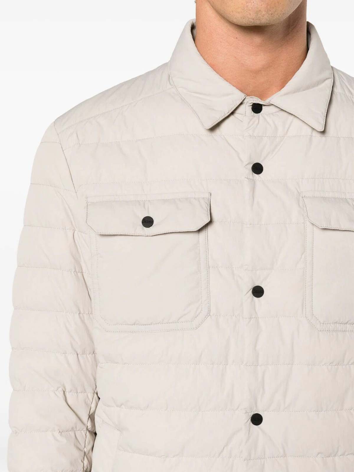 Shop Herno Padded Shirt Jacket In Beis
