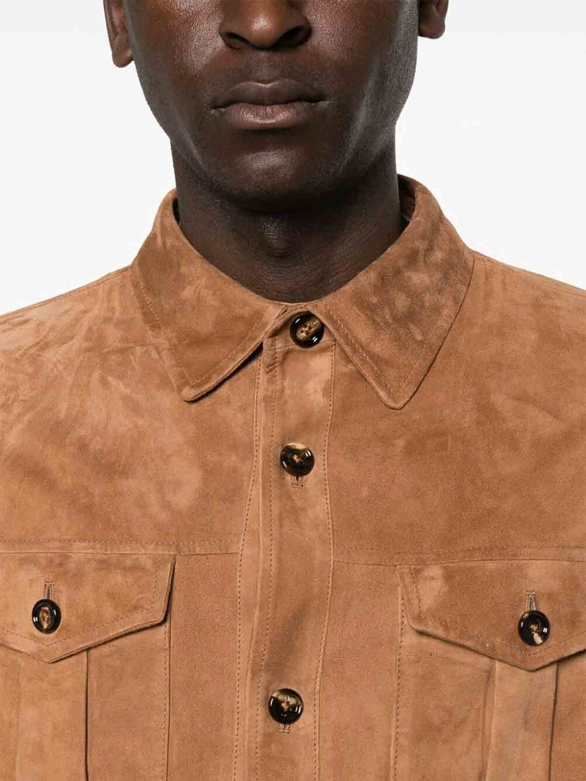 Shop Kired Erik Leather Jacket In Camel