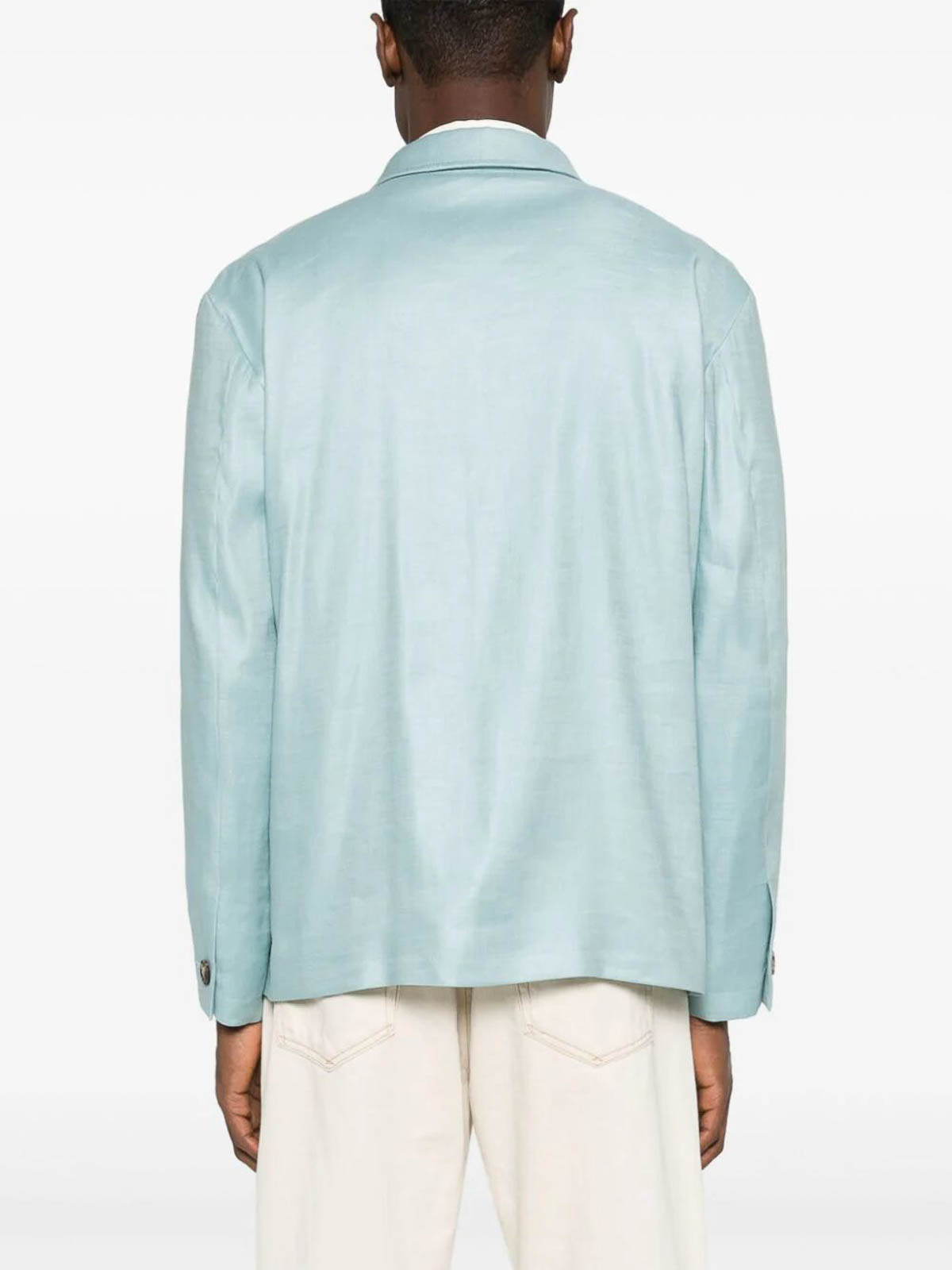 Shop Lardini Shirt Jacket In Azul Claro