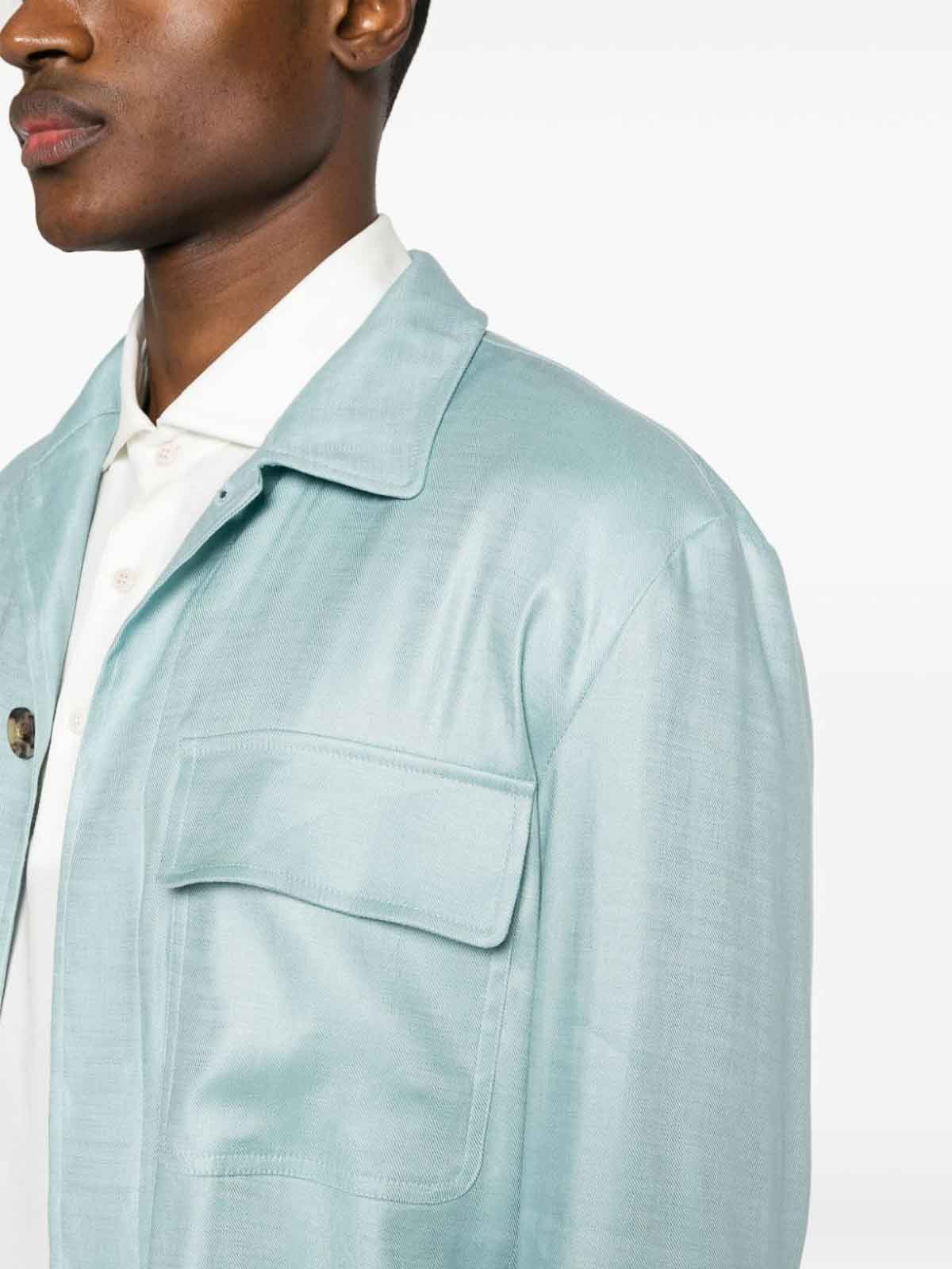 Shop Lardini Shirt Jacket In Azul Claro