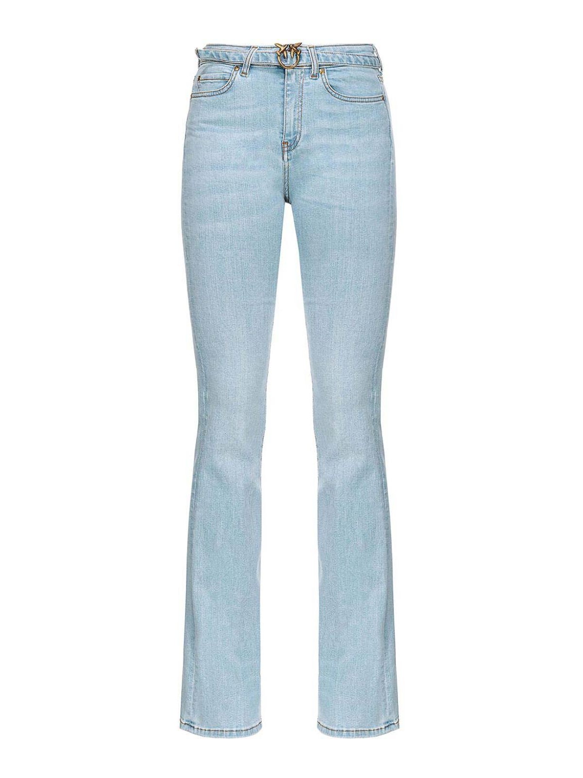 Shop Pinko Flora Flare Jeans In Light Grey