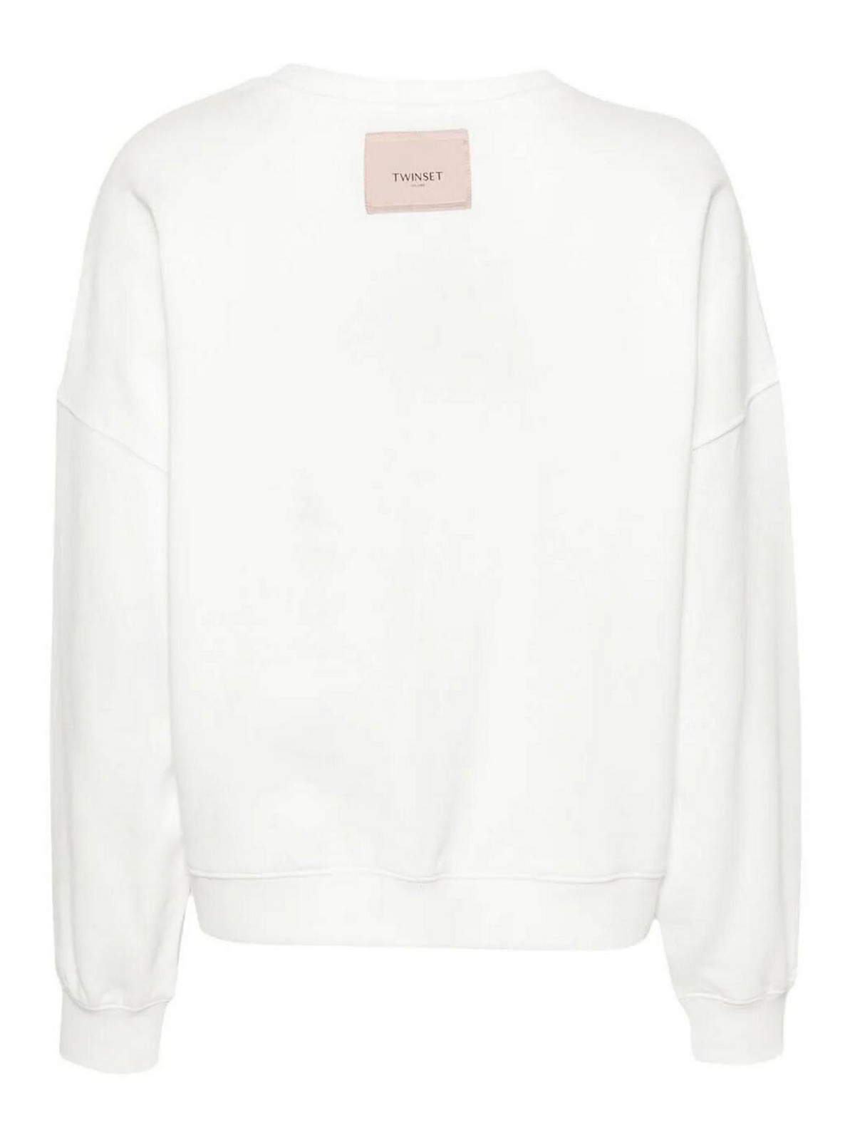 Shop Twinset Crew-neck Sweatshirt With Oval T Detail In Cream