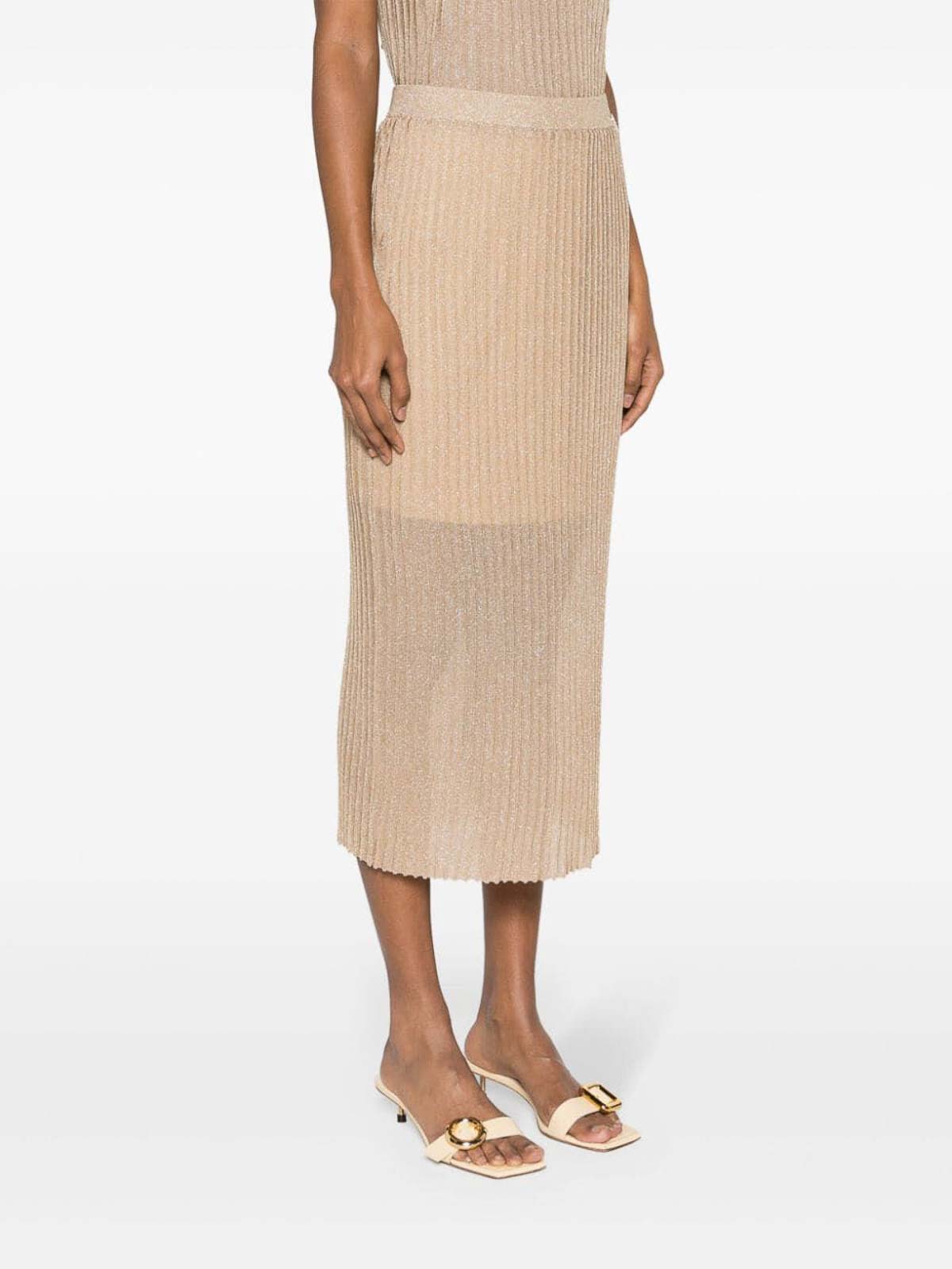 Shop Twinset Knit Longuette Skirt In Light Brown