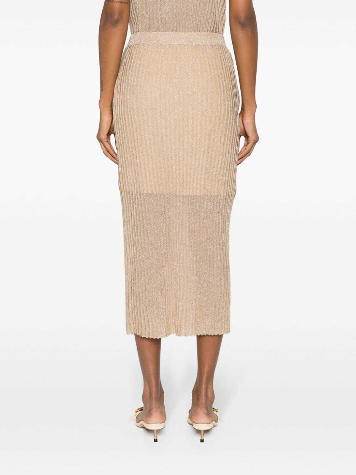 Shop Twinset Knit Longuette Skirt In Light Brown