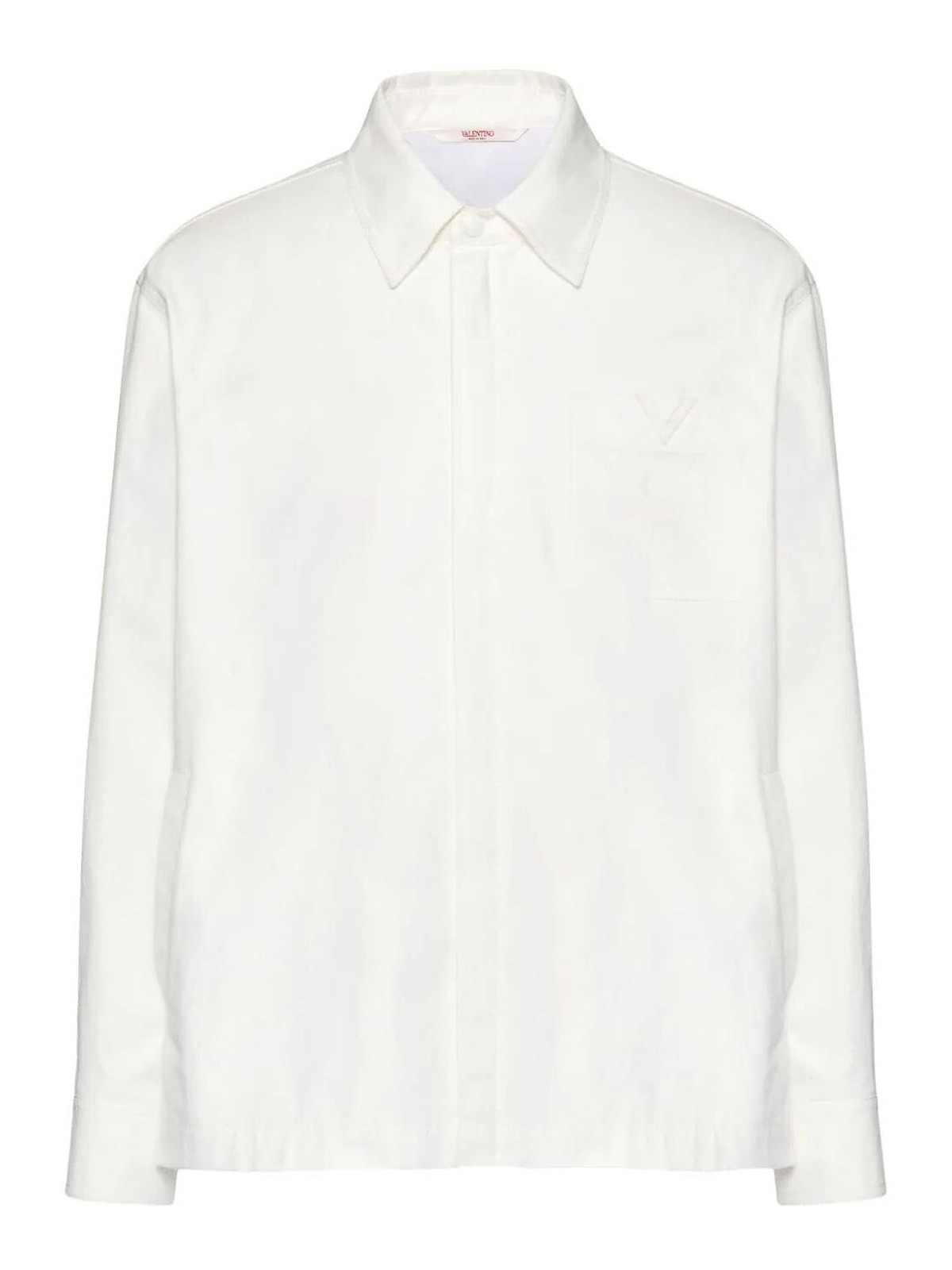 Shop Valentino V Detail Padded Shirt In Crema