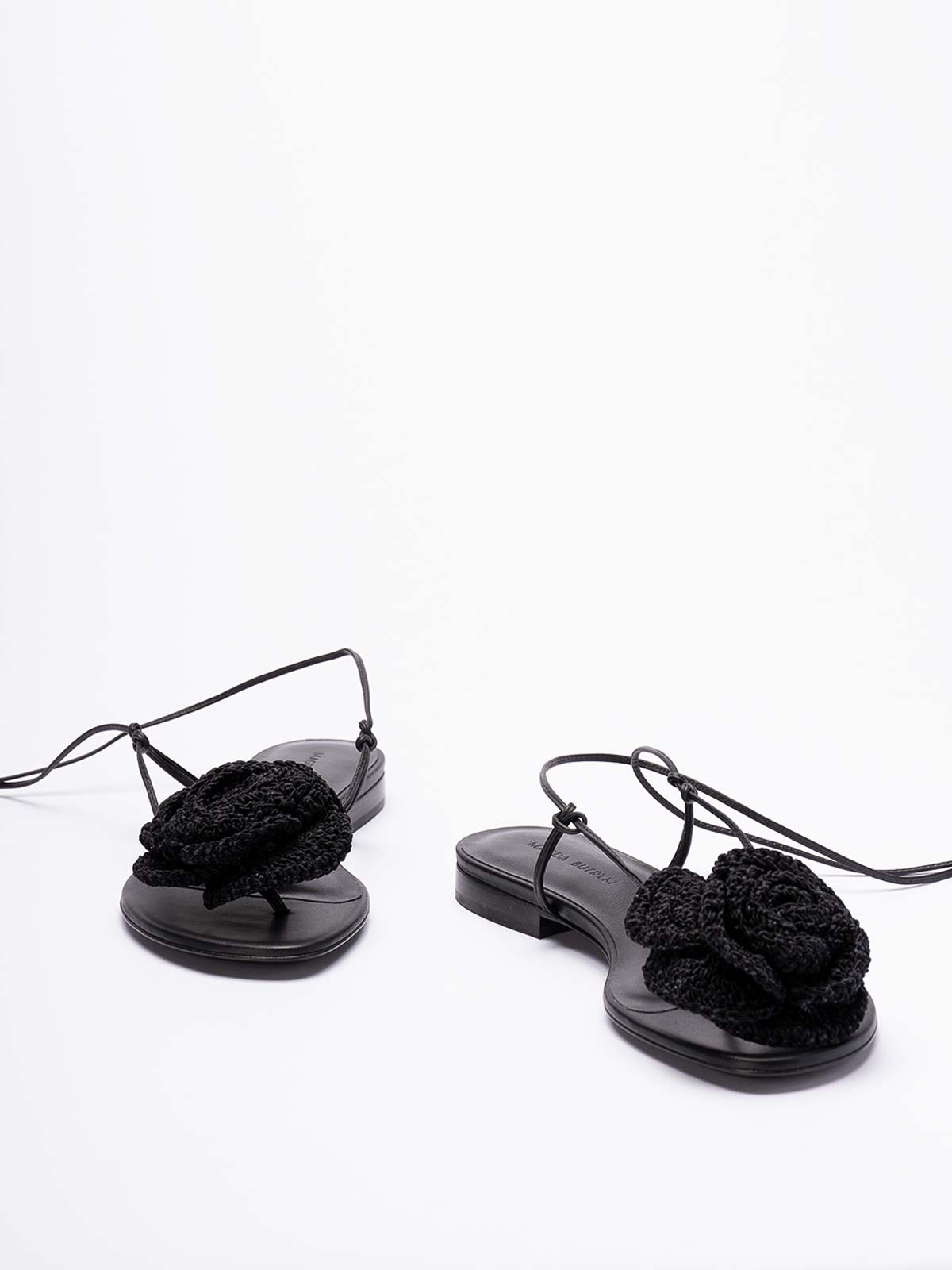 Shop Magda Butrym Flower Flat Sandals In Negro