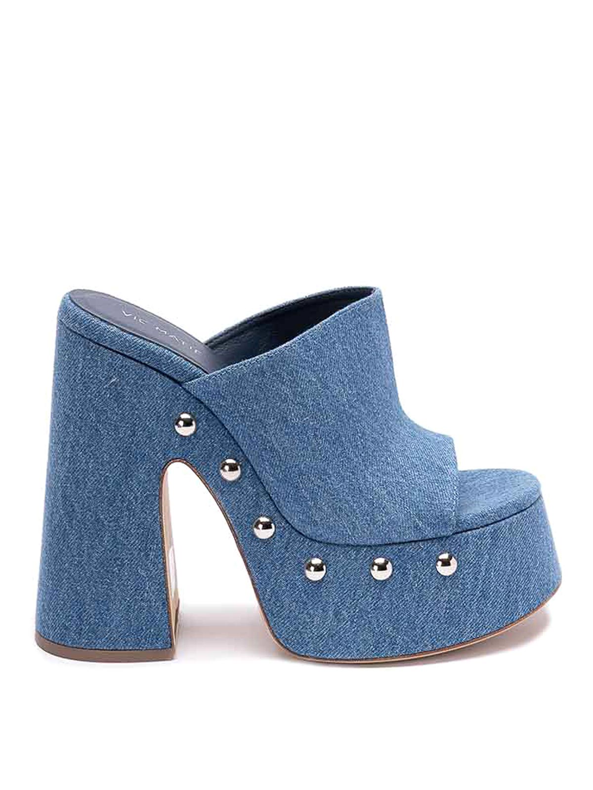 Vic Matie Denim Sandals In Azul Claro