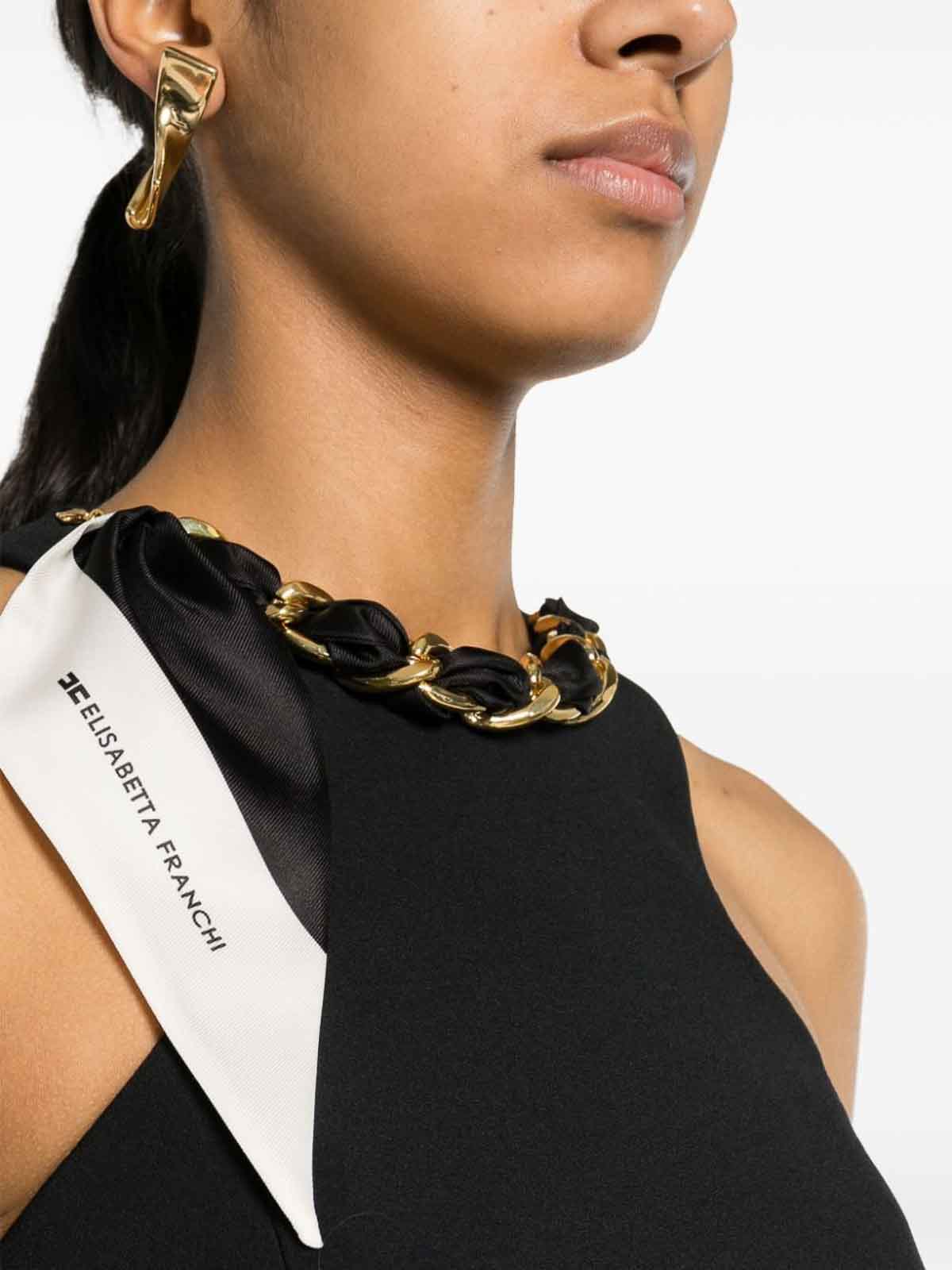 Shop Elisabetta Franchi Top With Scarf Chain In Negro