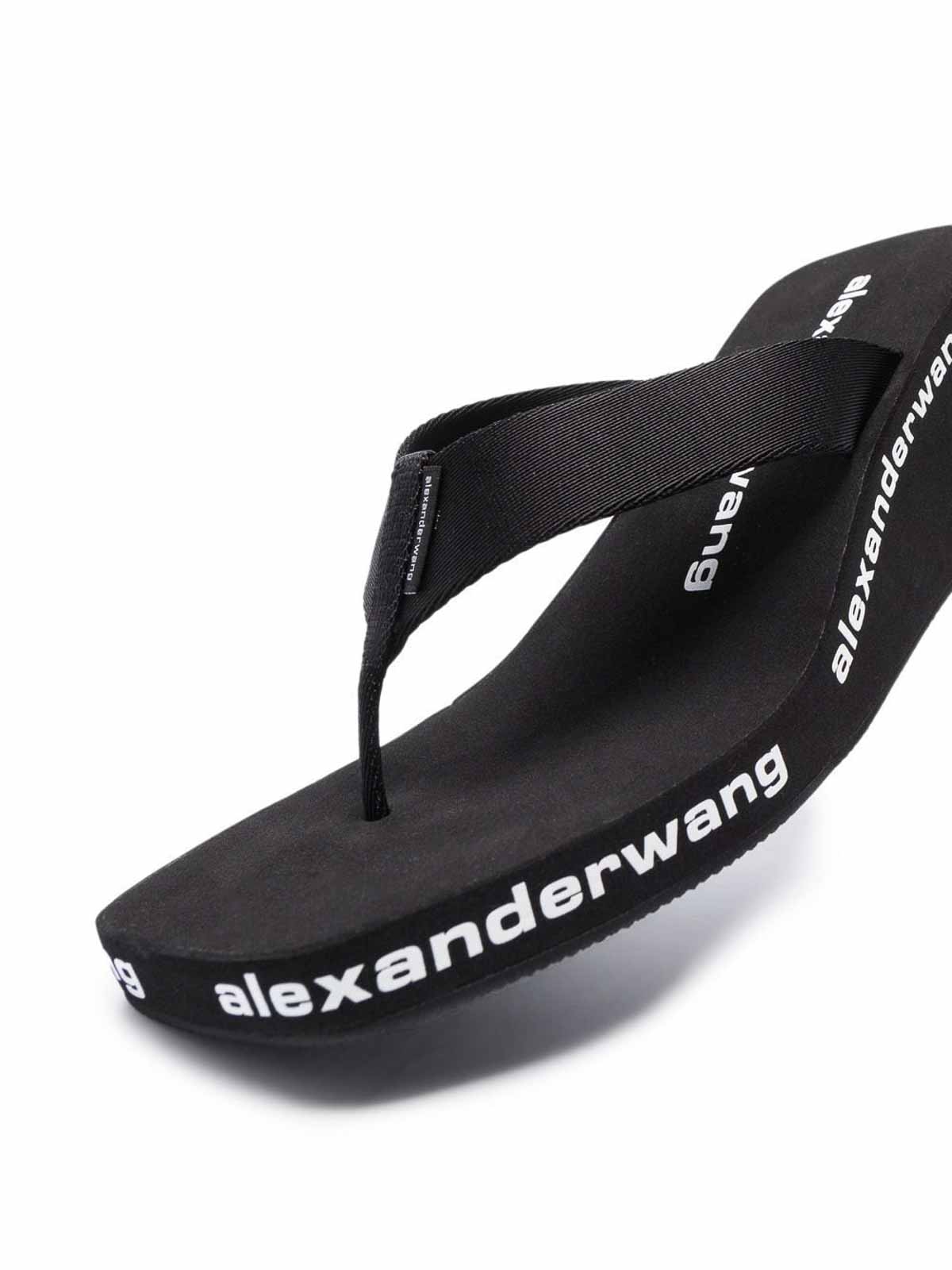 Shop Alexander Wang Logo Print Flip-flops In Negro
