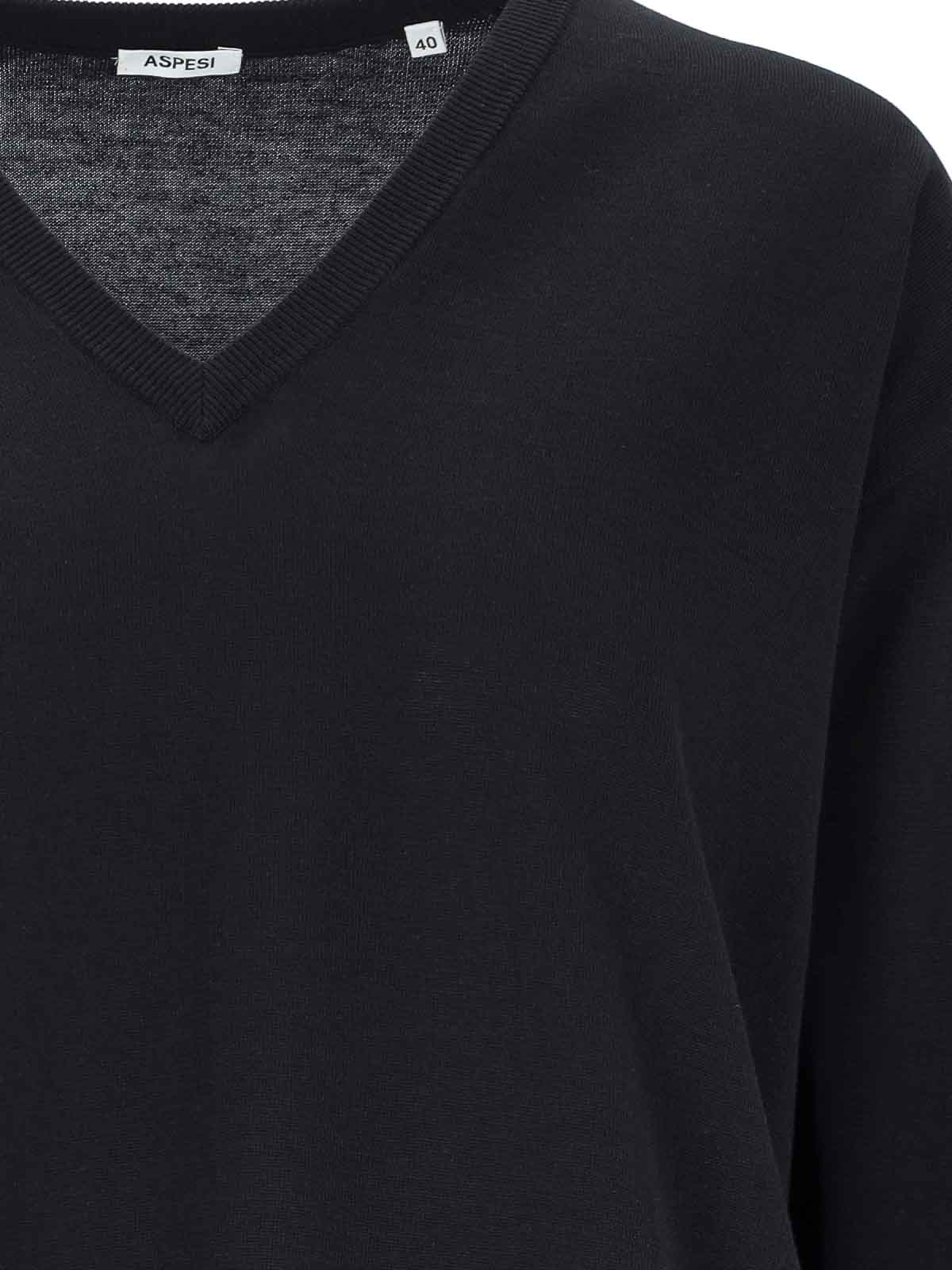 Shop Aspesi Suéter Con Escote Barco - Negro In Black