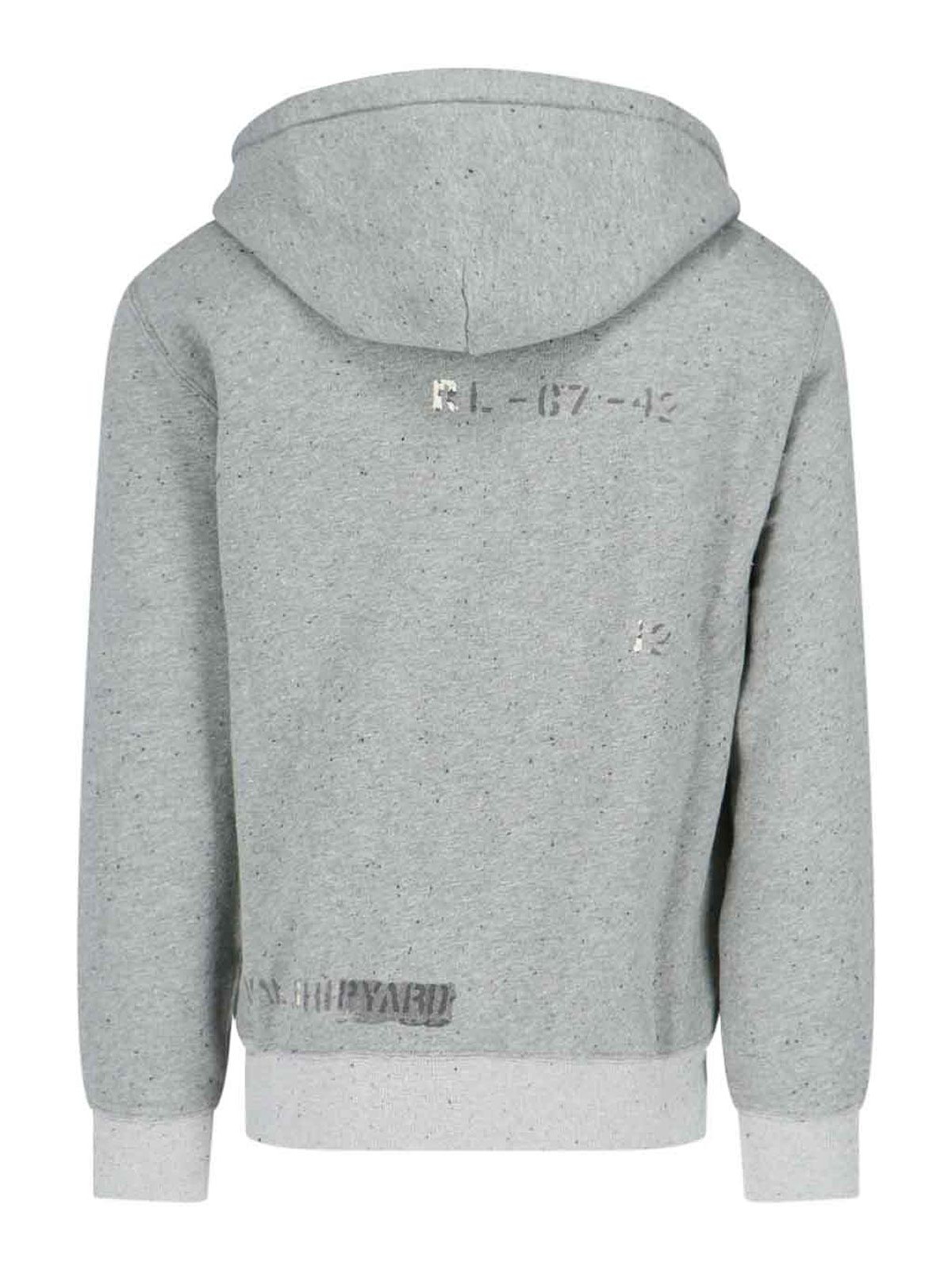 Shop Polo Ralph Lauren Logo Hooded Sweatshirt In Grey