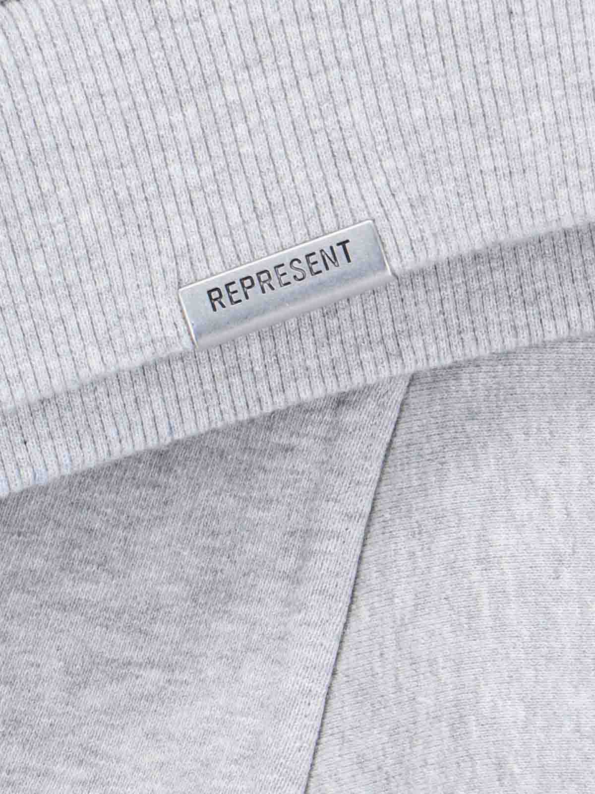 Shop Represent Logo Crew Neck Sweatshirt In Grey