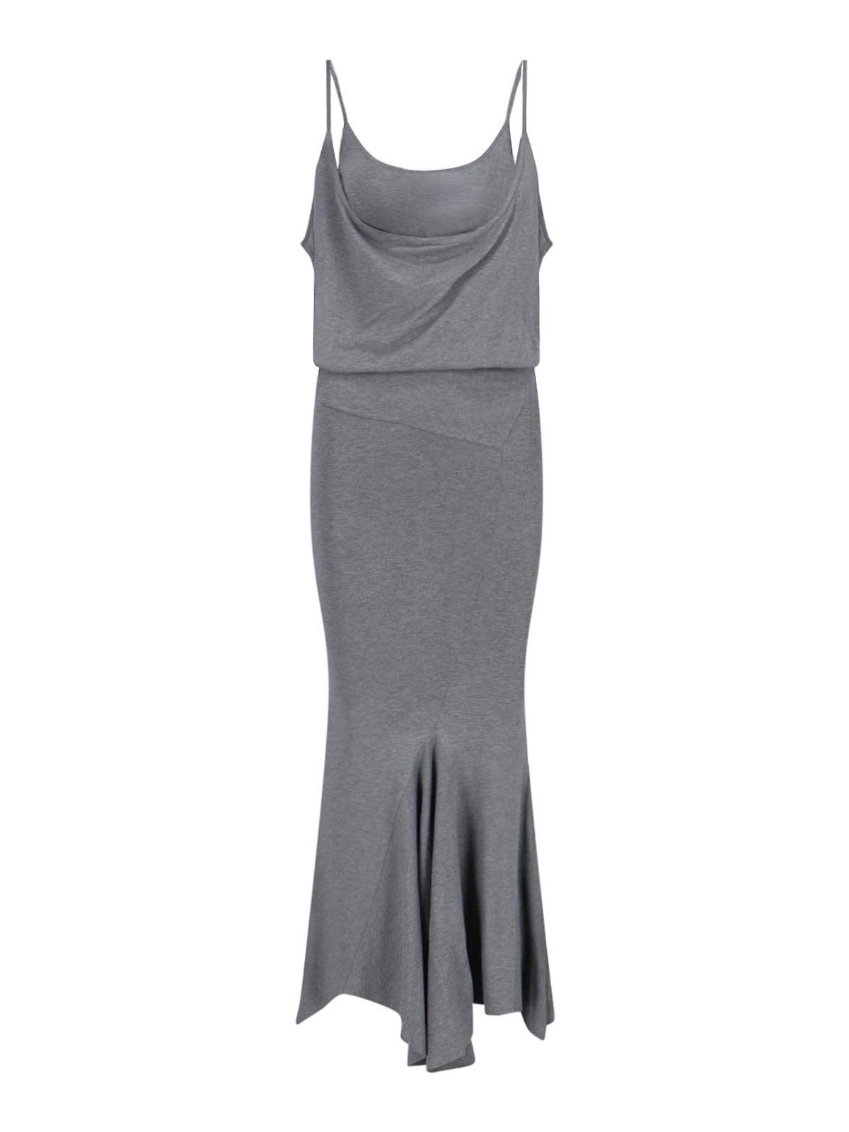 Shop Attico Asymmetric Dress In Grey