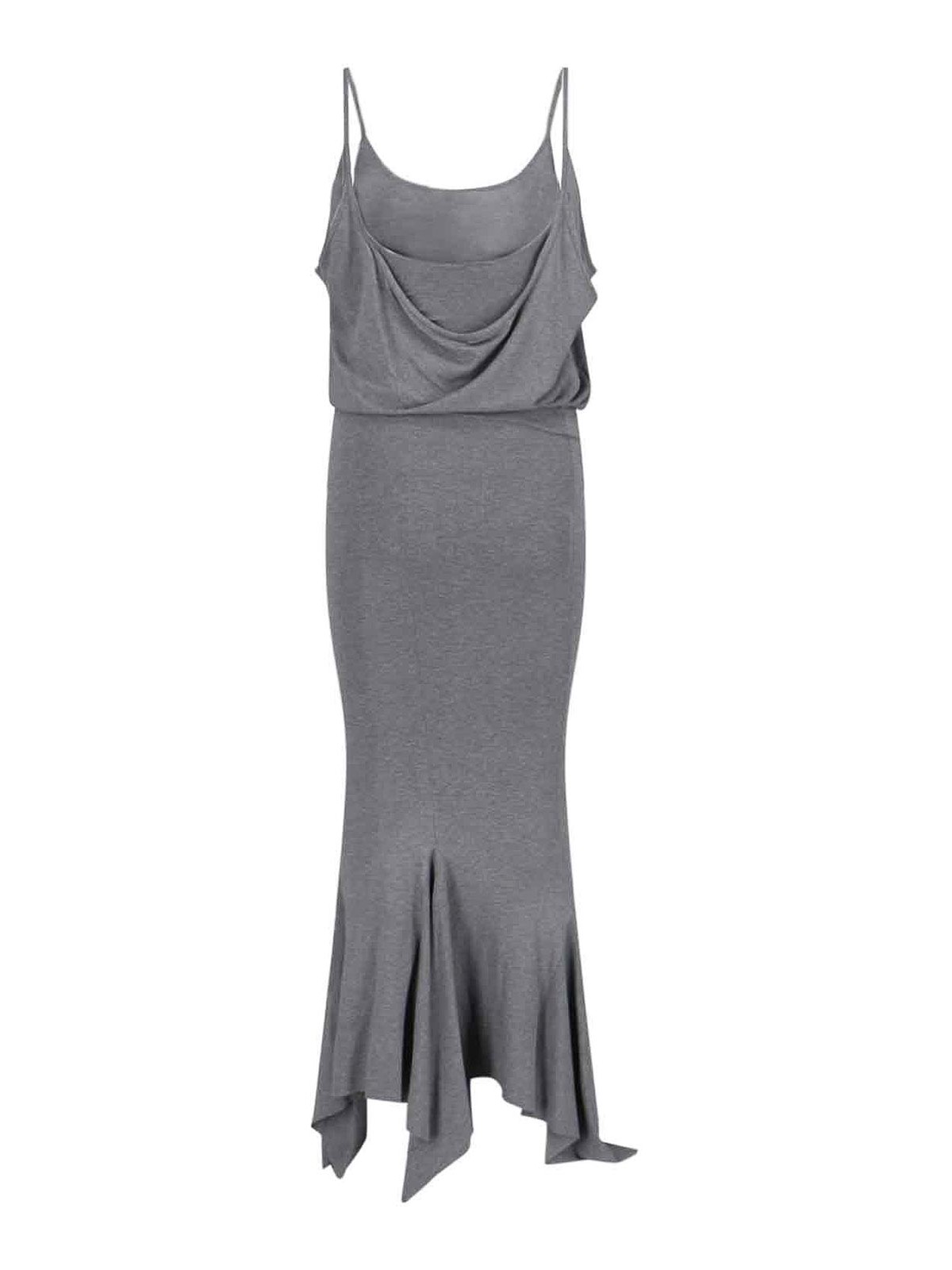 Shop Attico Asymmetric Dress In Grey
