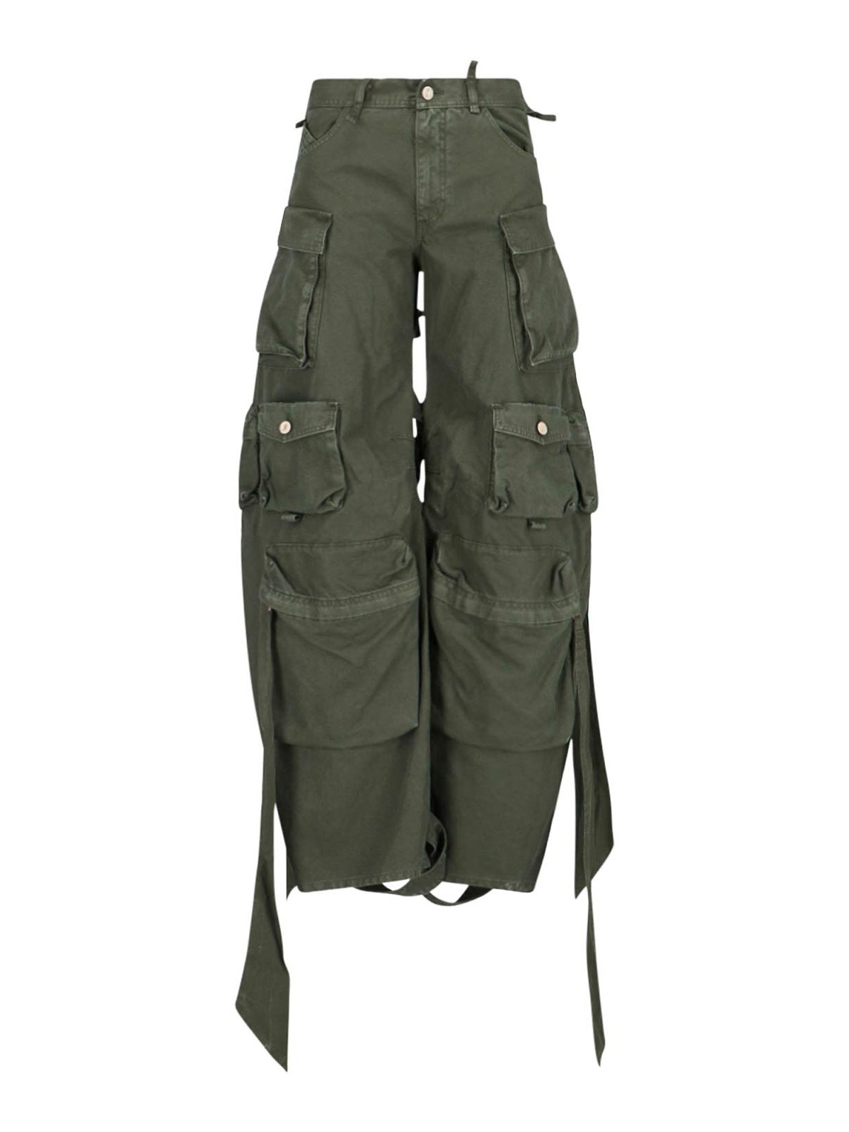 Shop Attico Cargo Trousers In Green