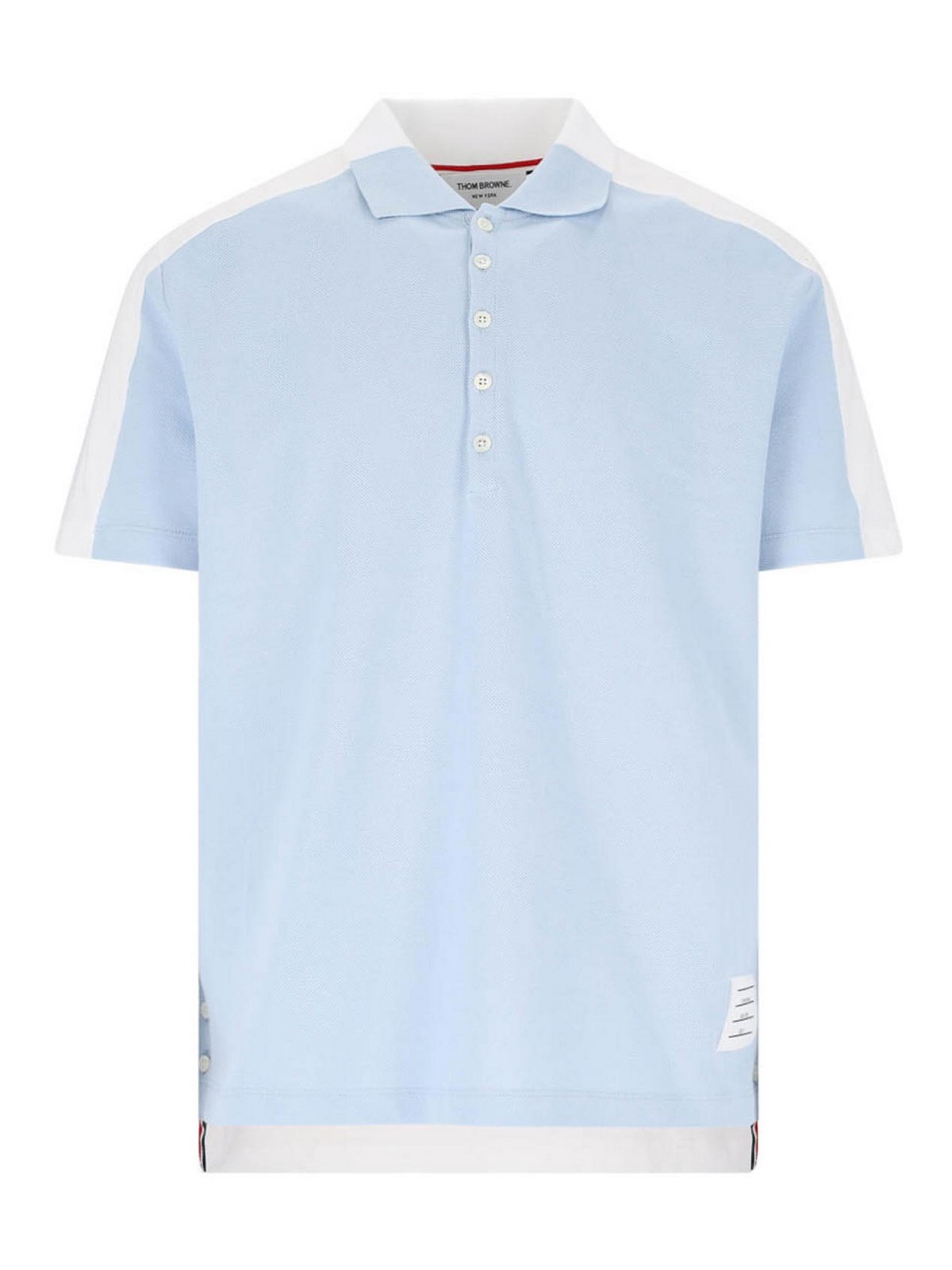 Thom Browne Colour Block Polo Shirt In Blue
