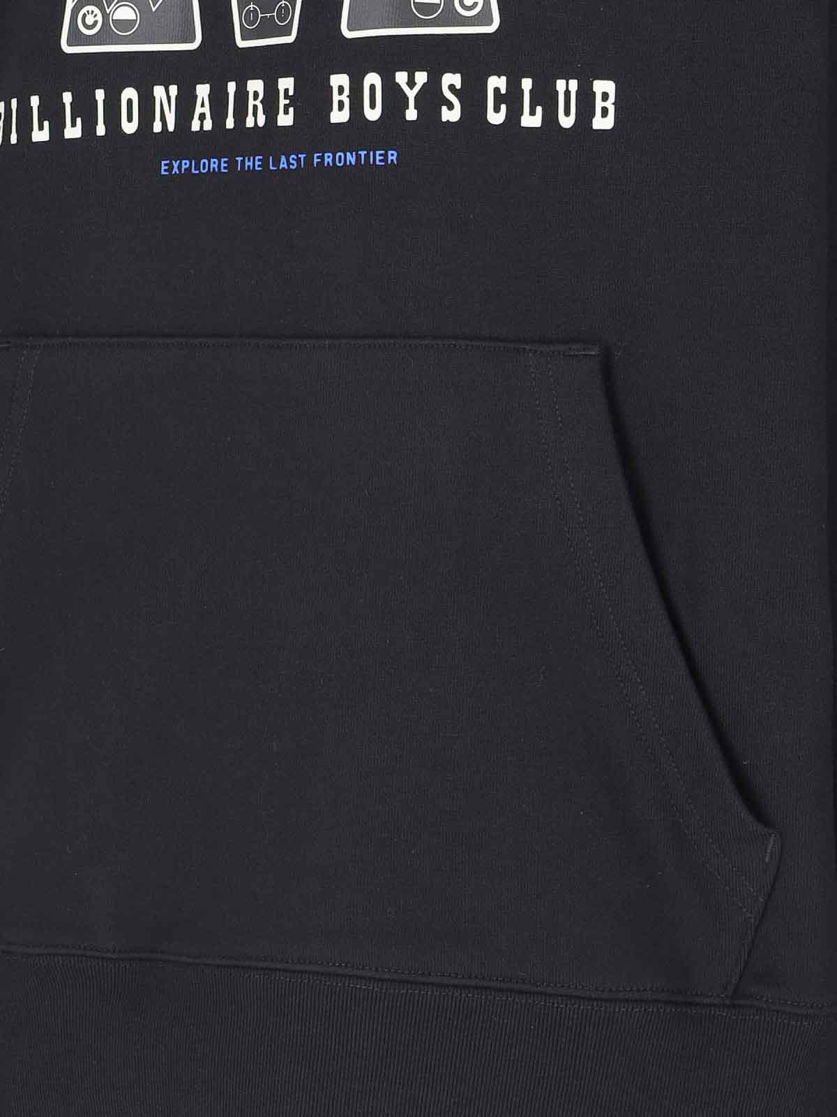 Shop Billionaire Print Hooded Sweatshirt In Black