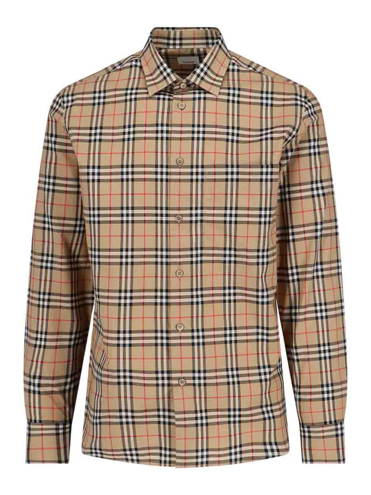 Shop Burberry Check Shirt In Beige