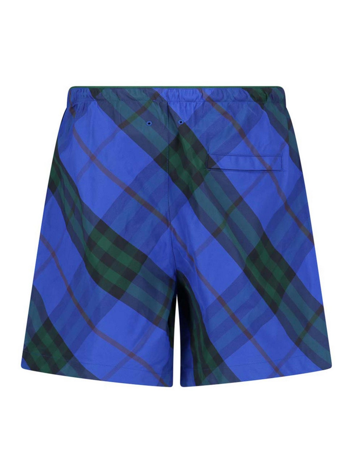 Shop Burberry Check Costume Shorts In Blue