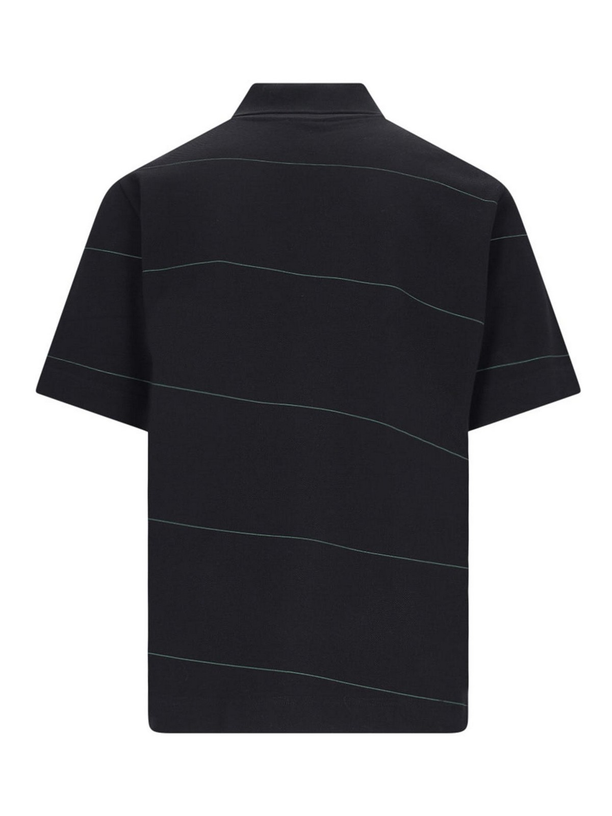 Shop Burberry Striped Polo Shirt In Black