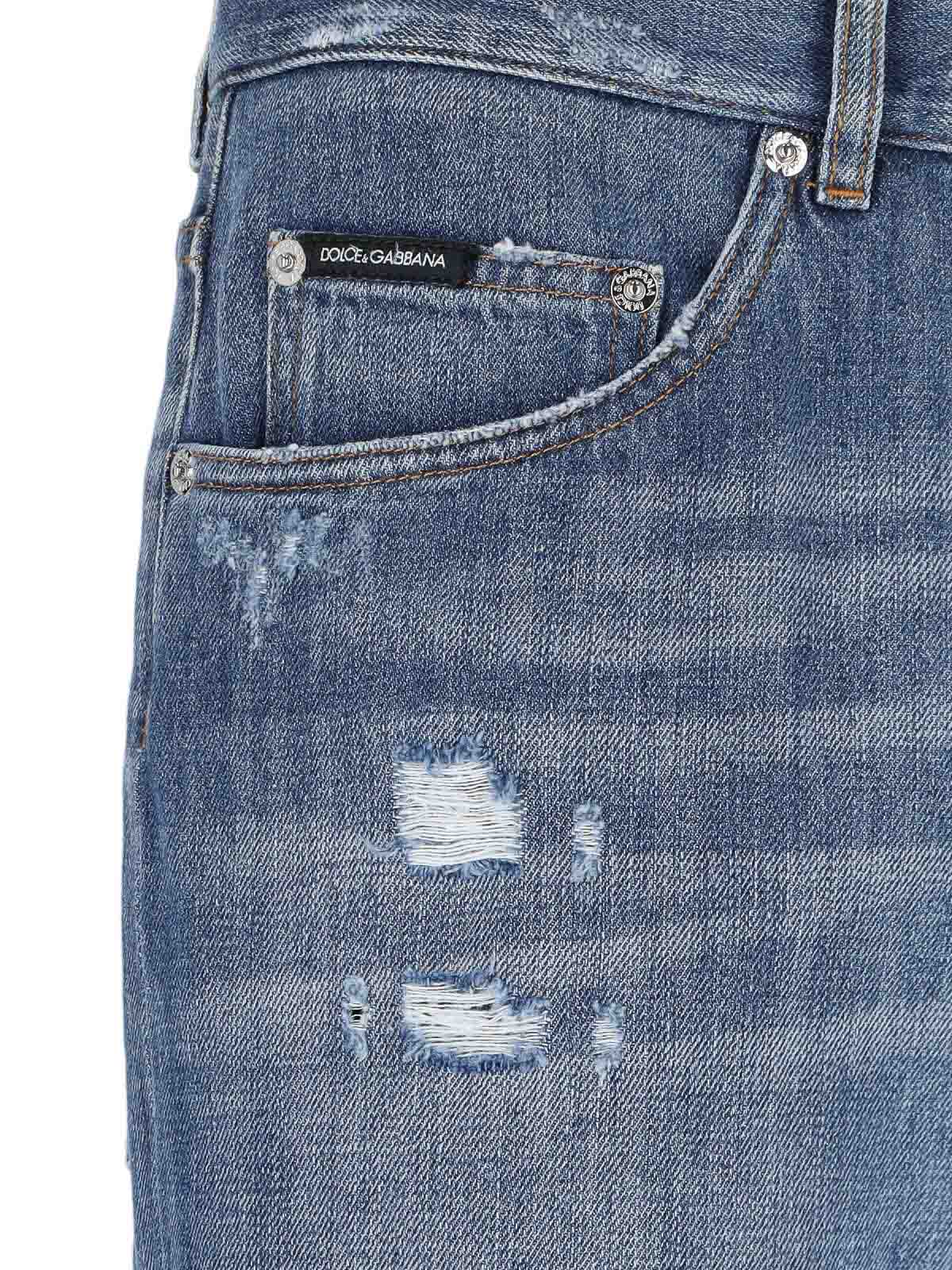 Shop Dolce & Gabbana Jeans Destroyed In Blue