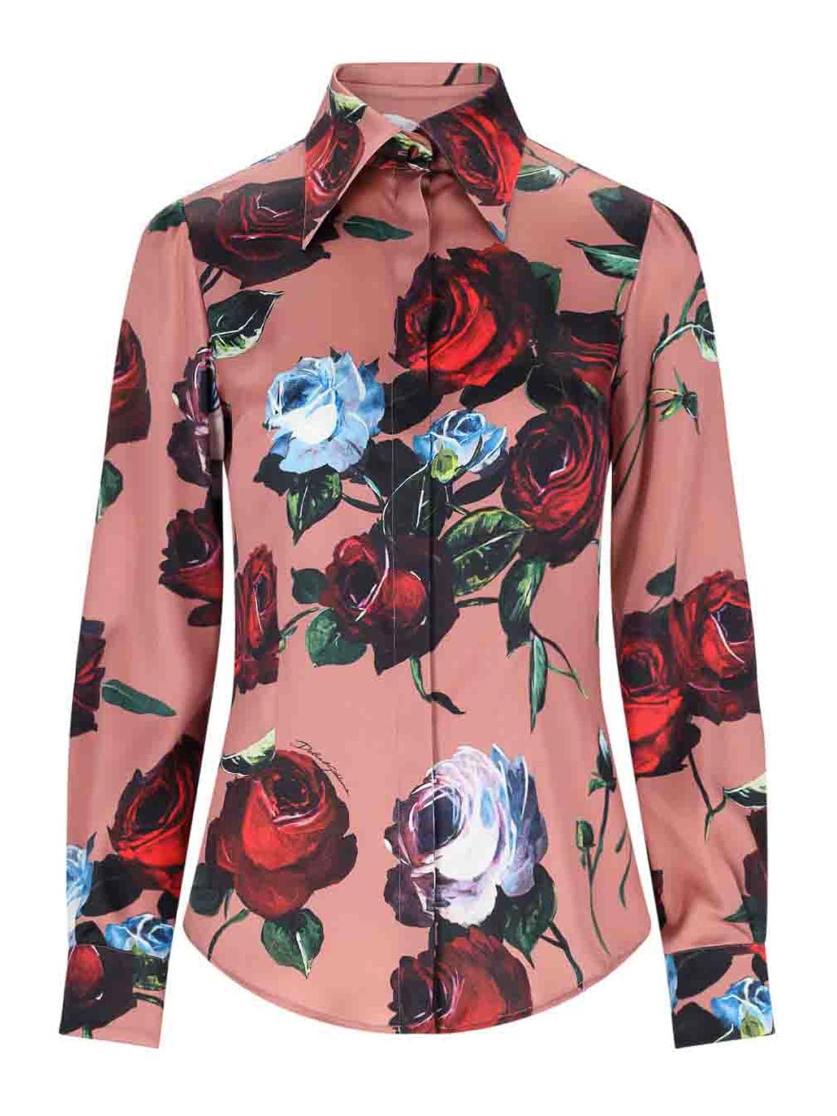 Shop Dolce & Gabbana Rose Print Shirt In Nude & Neutrals