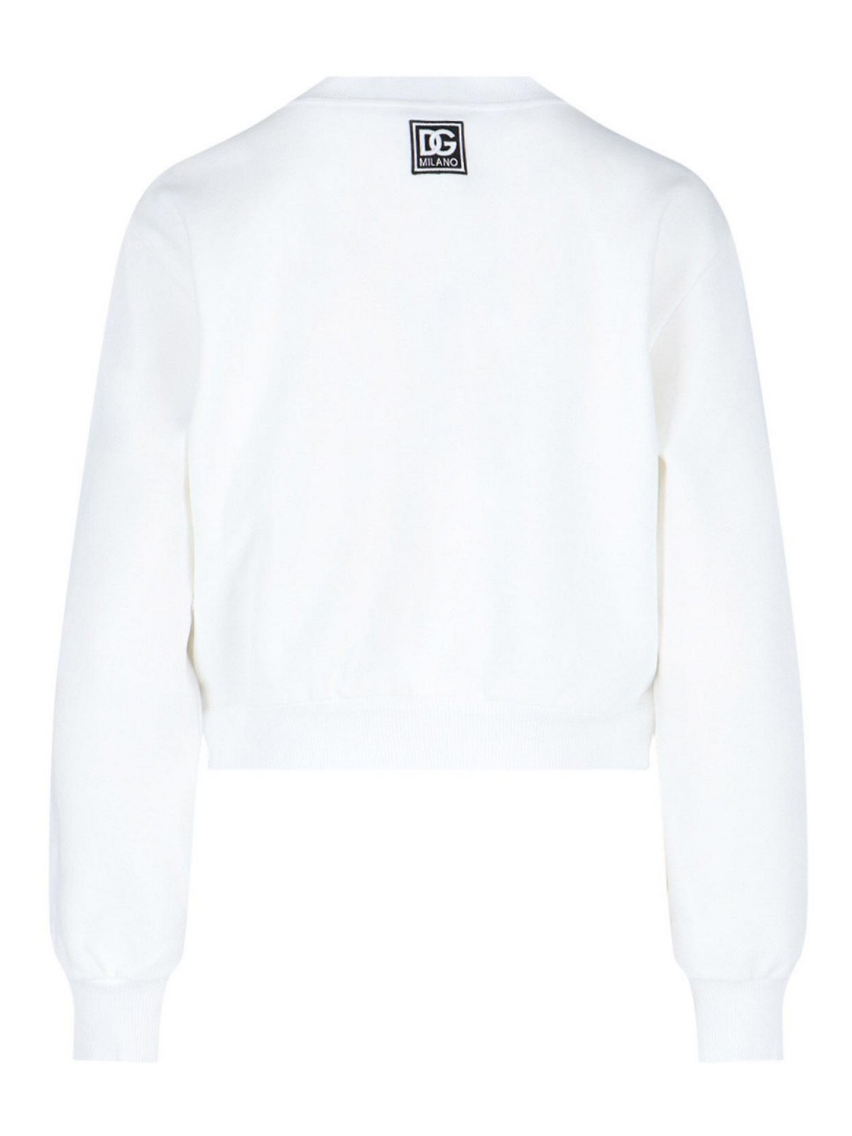 Shop Dolce & Gabbana Crop Crew Neck Sweatshirt In White
