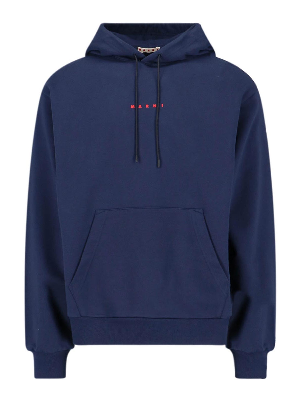 Shop Marni Logo Hooded Sweatshirt In Blue
