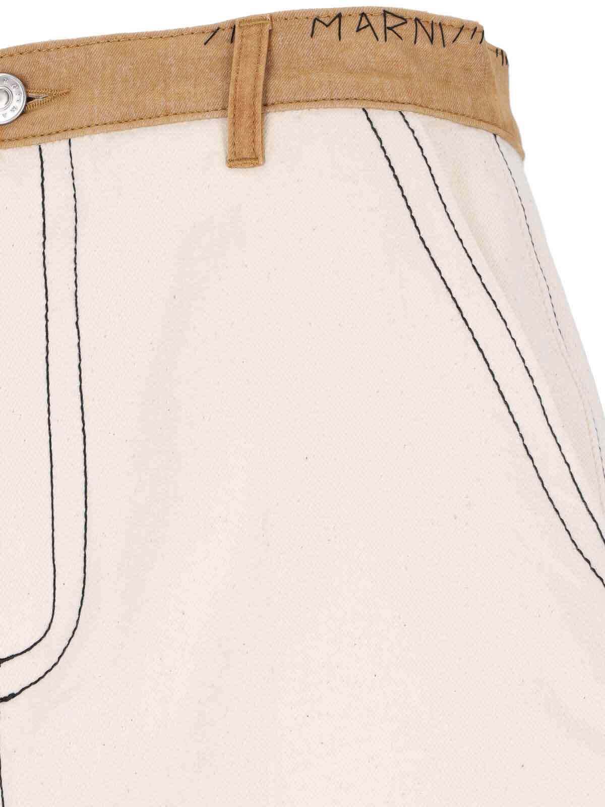 Shop Marni Denim Midi Skirt In White