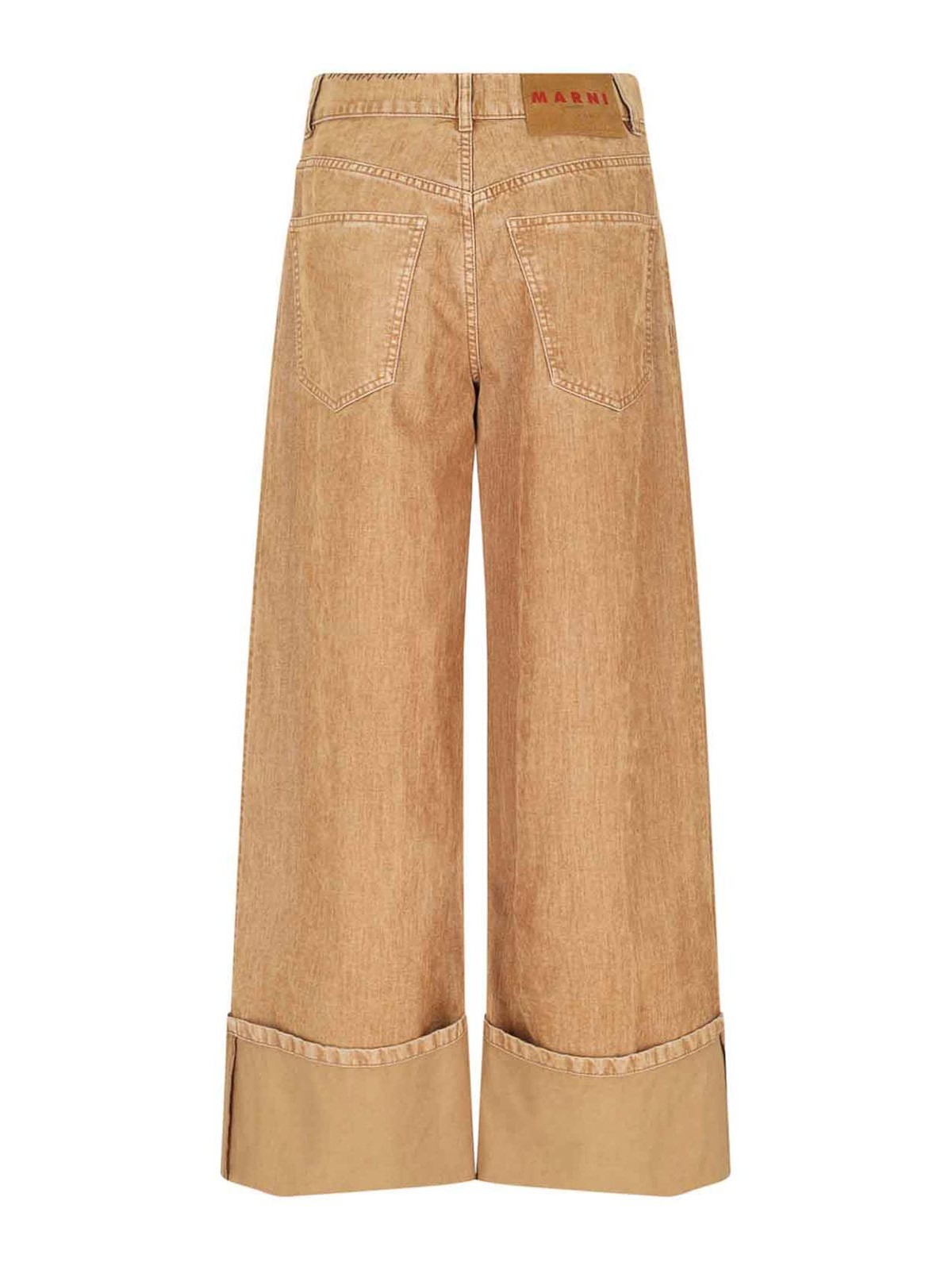 Shop Marni Jeans With Cuff Detail In Brown