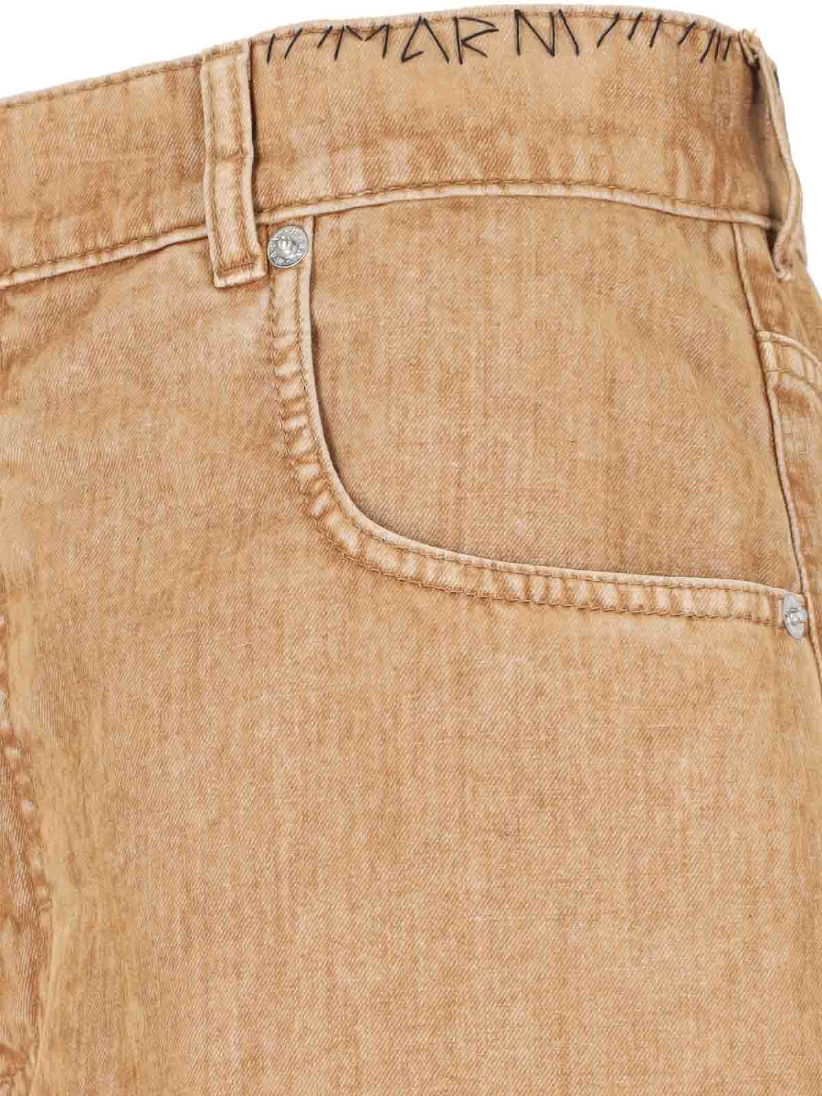 Shop Marni Jeans With Cuff Detail In Brown