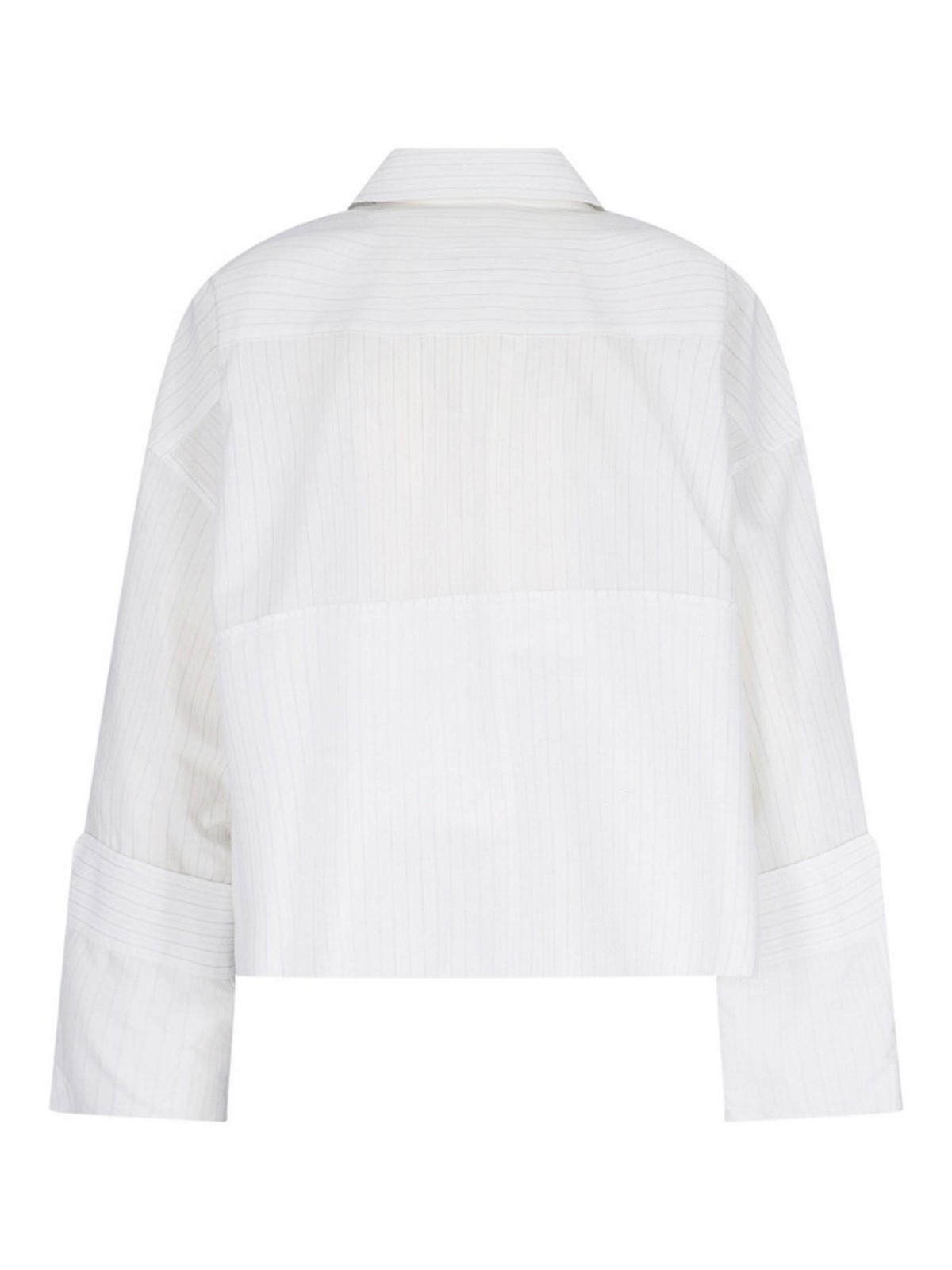Shop Mm6 Maison Margiela Crop Shirt In White